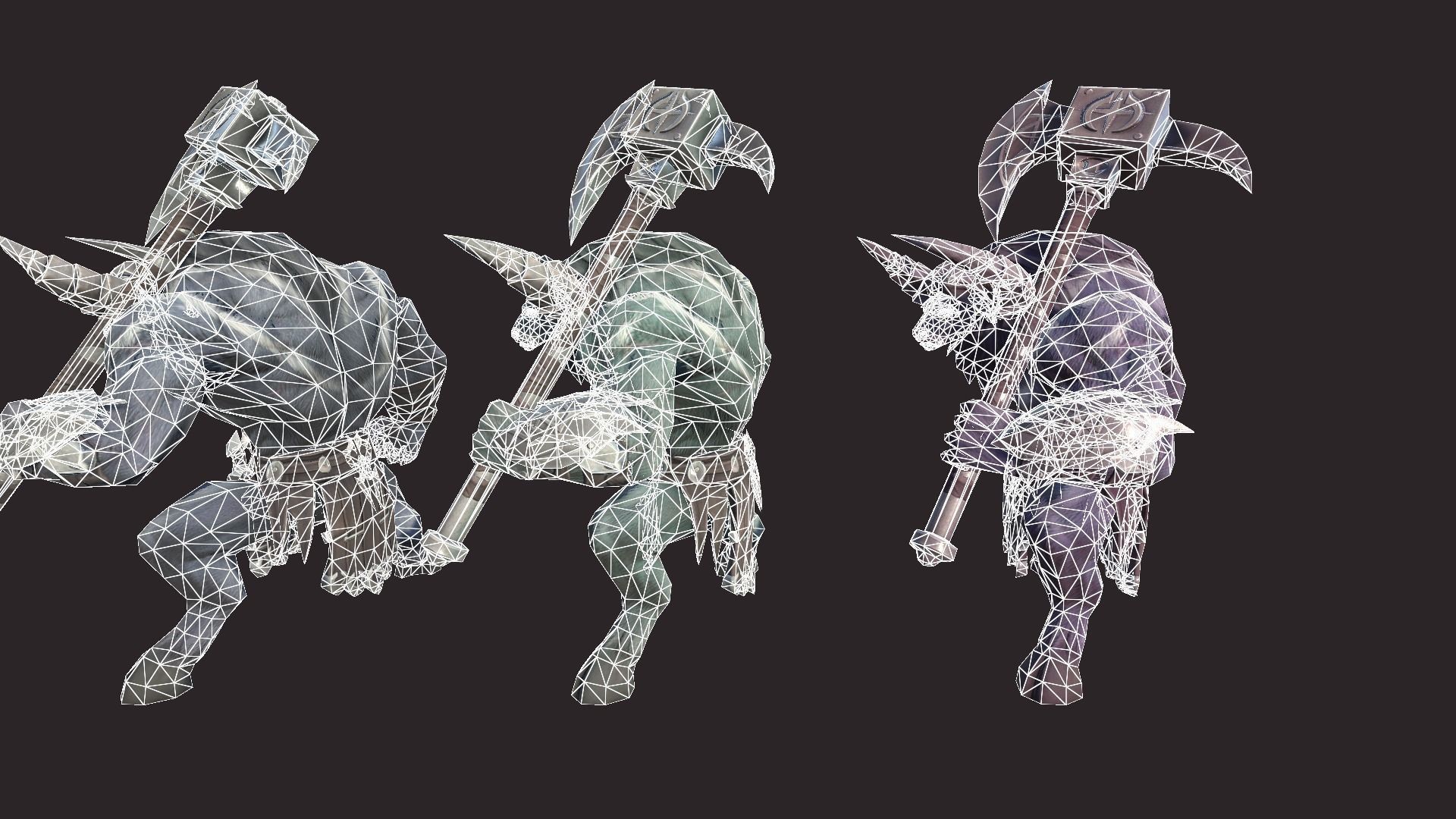 Minotaurs armored monster Low-poly 3D model_14