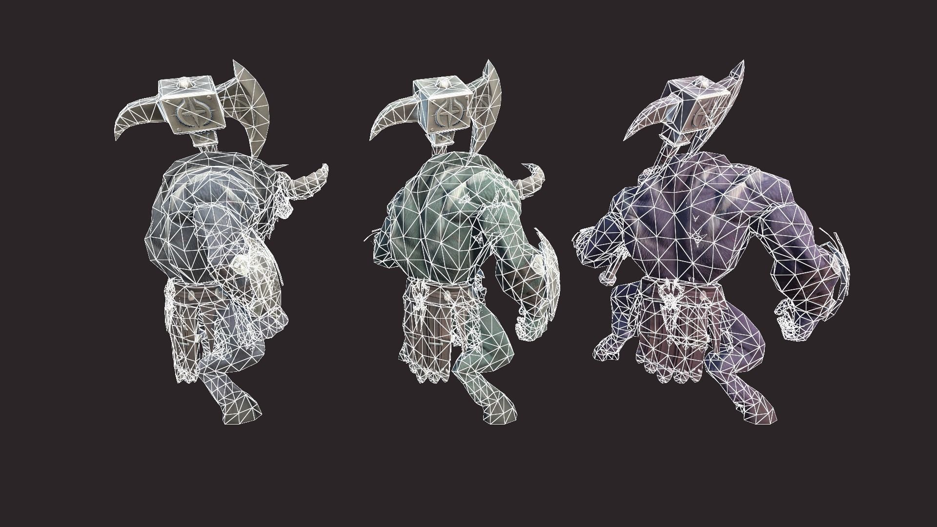 Minotaurs armored monster Low-poly 3D model_17