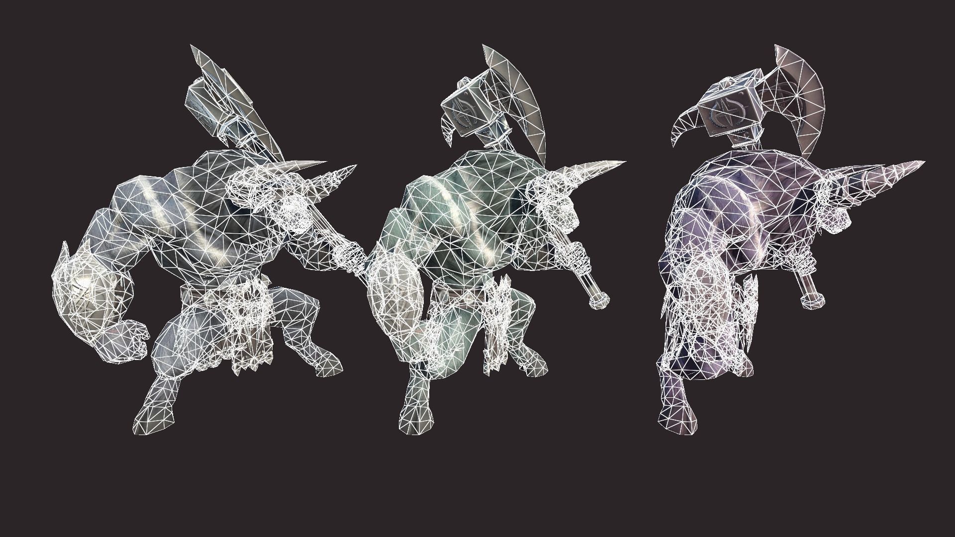 Minotaurs armored monster Low-poly 3D model_19