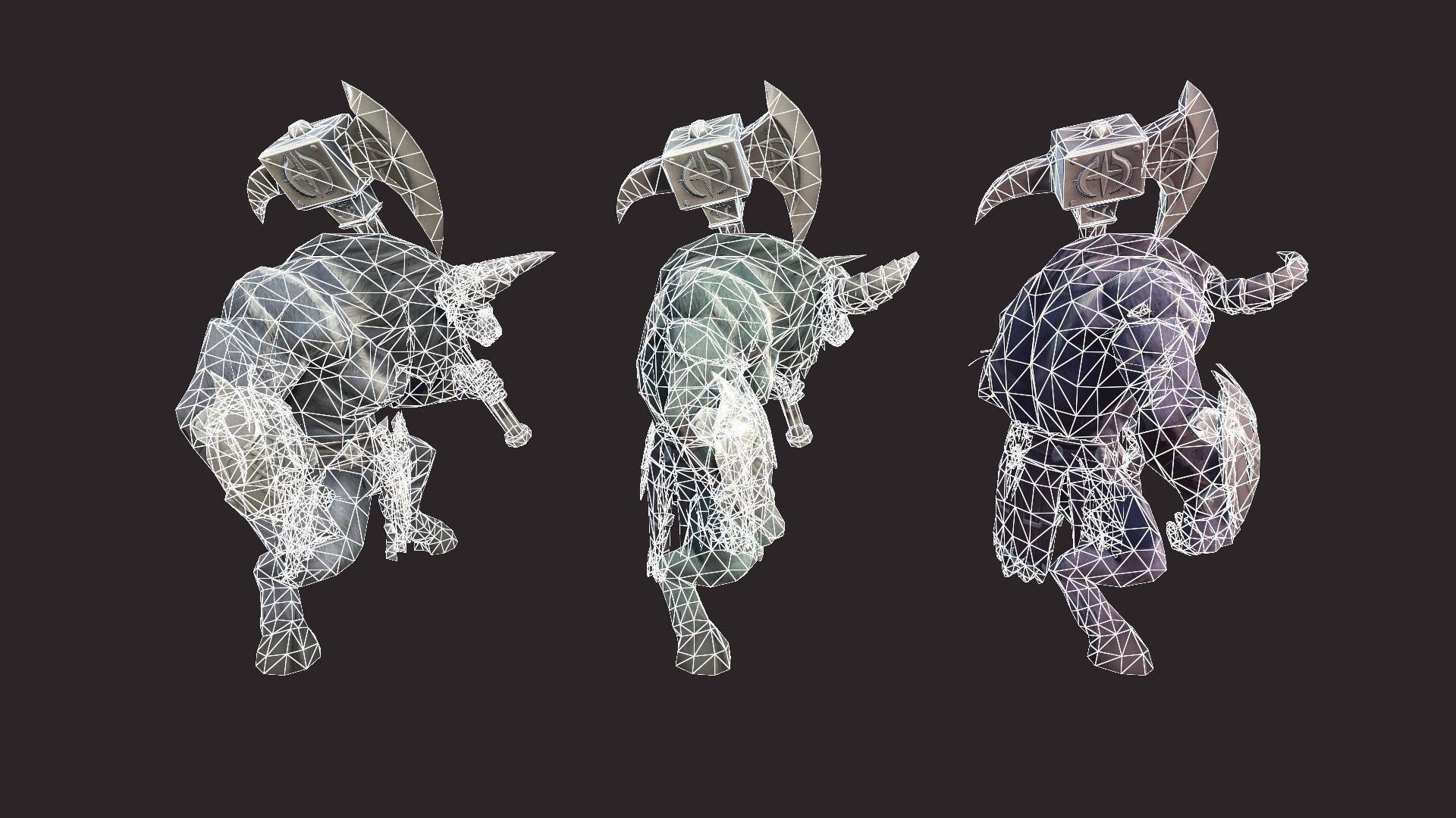 Minotaurs armored monster Low-poly 3D model_18