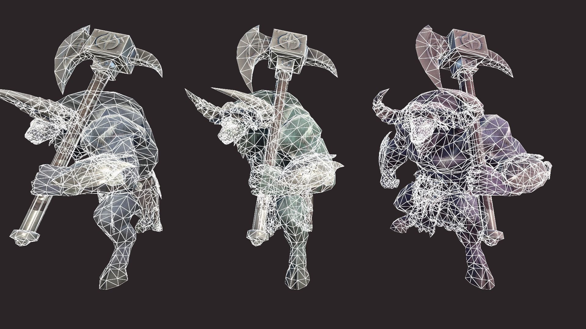 Minotaurs armored monster Low-poly 3D model_13