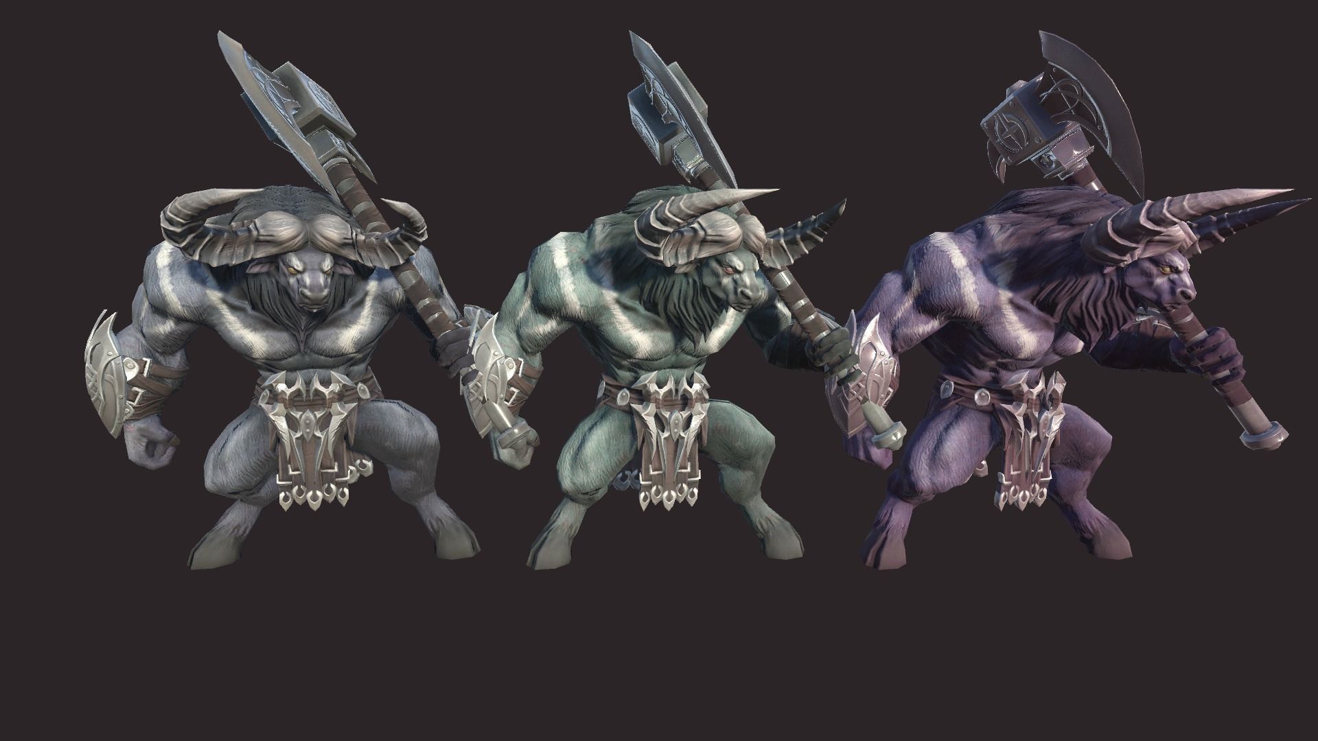 Minotaurs armored monster Low-poly 3D model_11