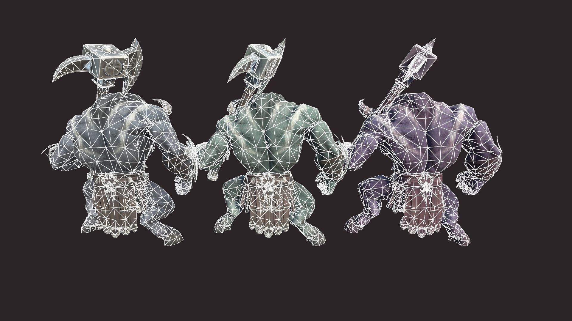 Minotaurs armored monster Low-poly 3D model_16