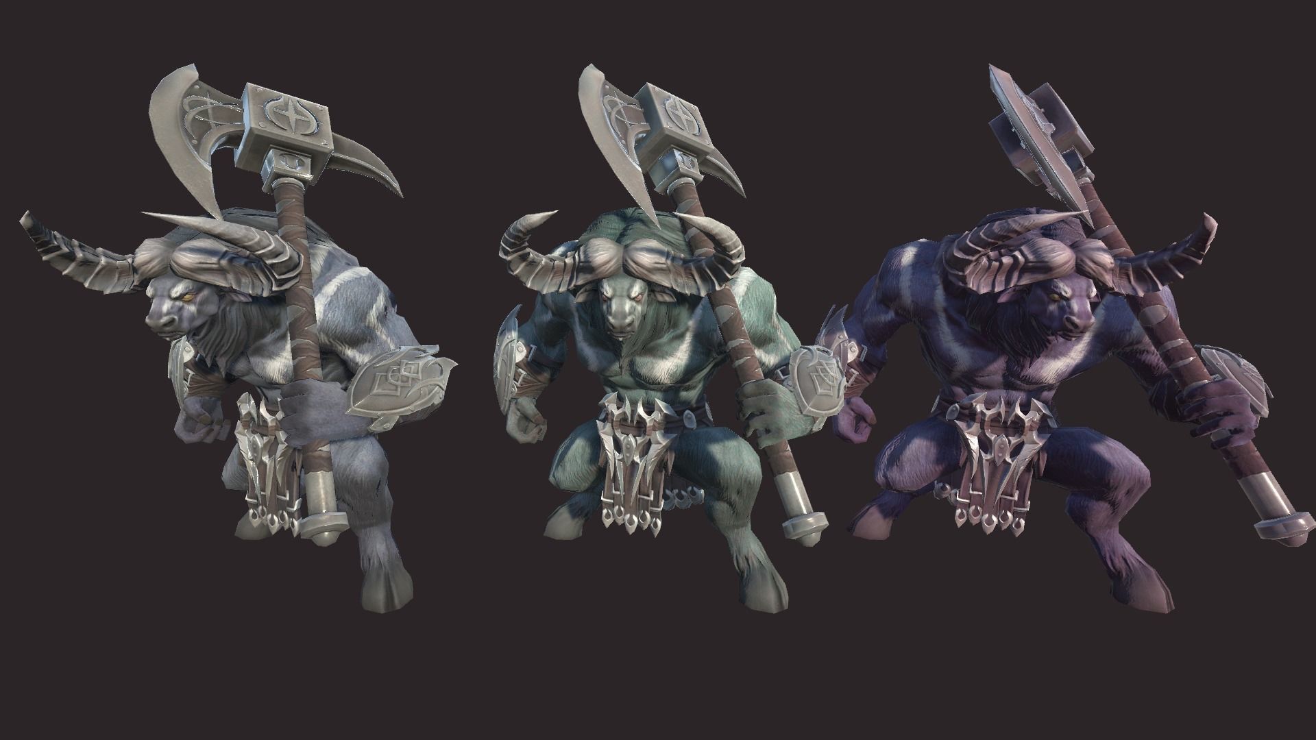 Minotaurs armored monster Low-poly 3D model_3
