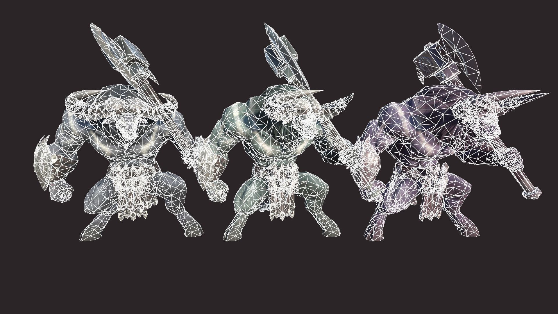 Minotaurs armored monster Low-poly 3D model_20