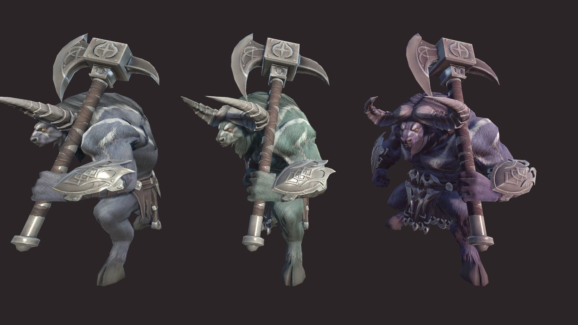 Minotaurs armored monster Low-poly 3D model_4