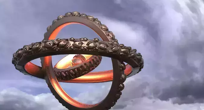 Angel Wheel Eye Rings Full Scene 3D model