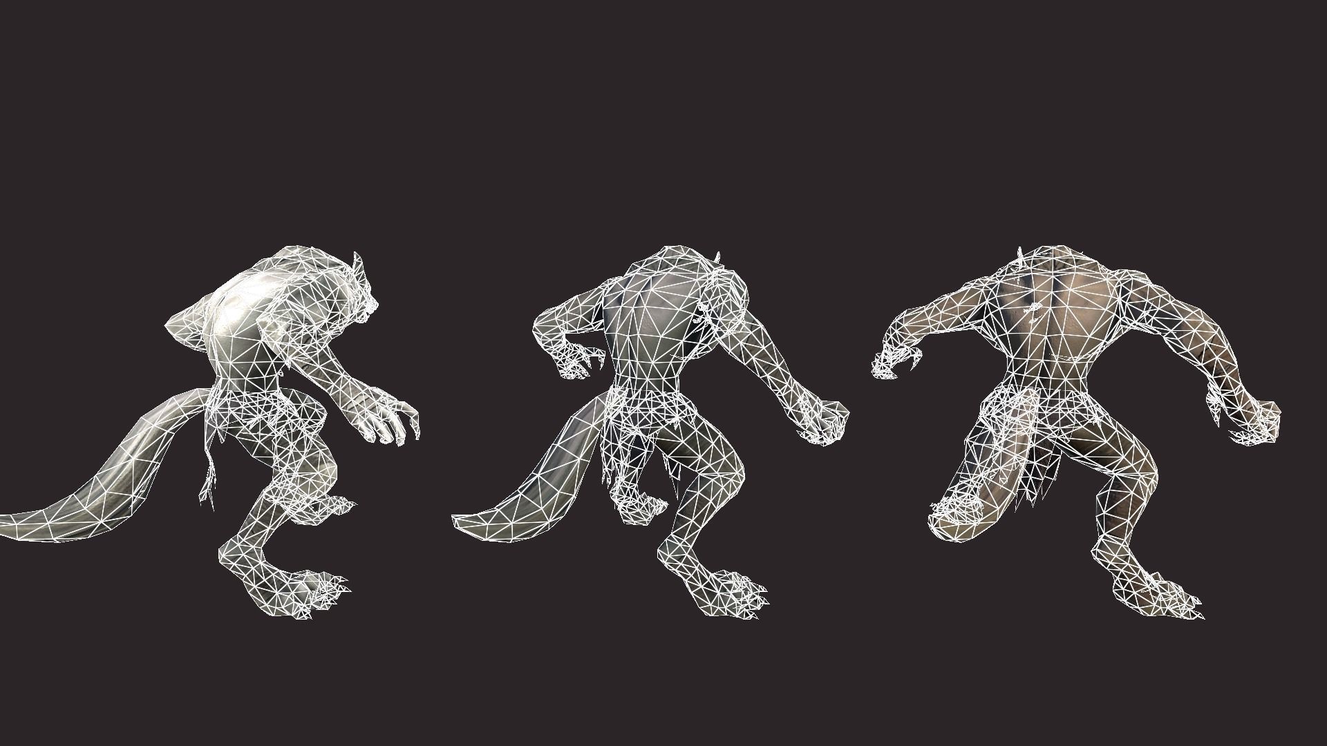 Werewolfs creature with claws and teeth Low-poly 3D model_17