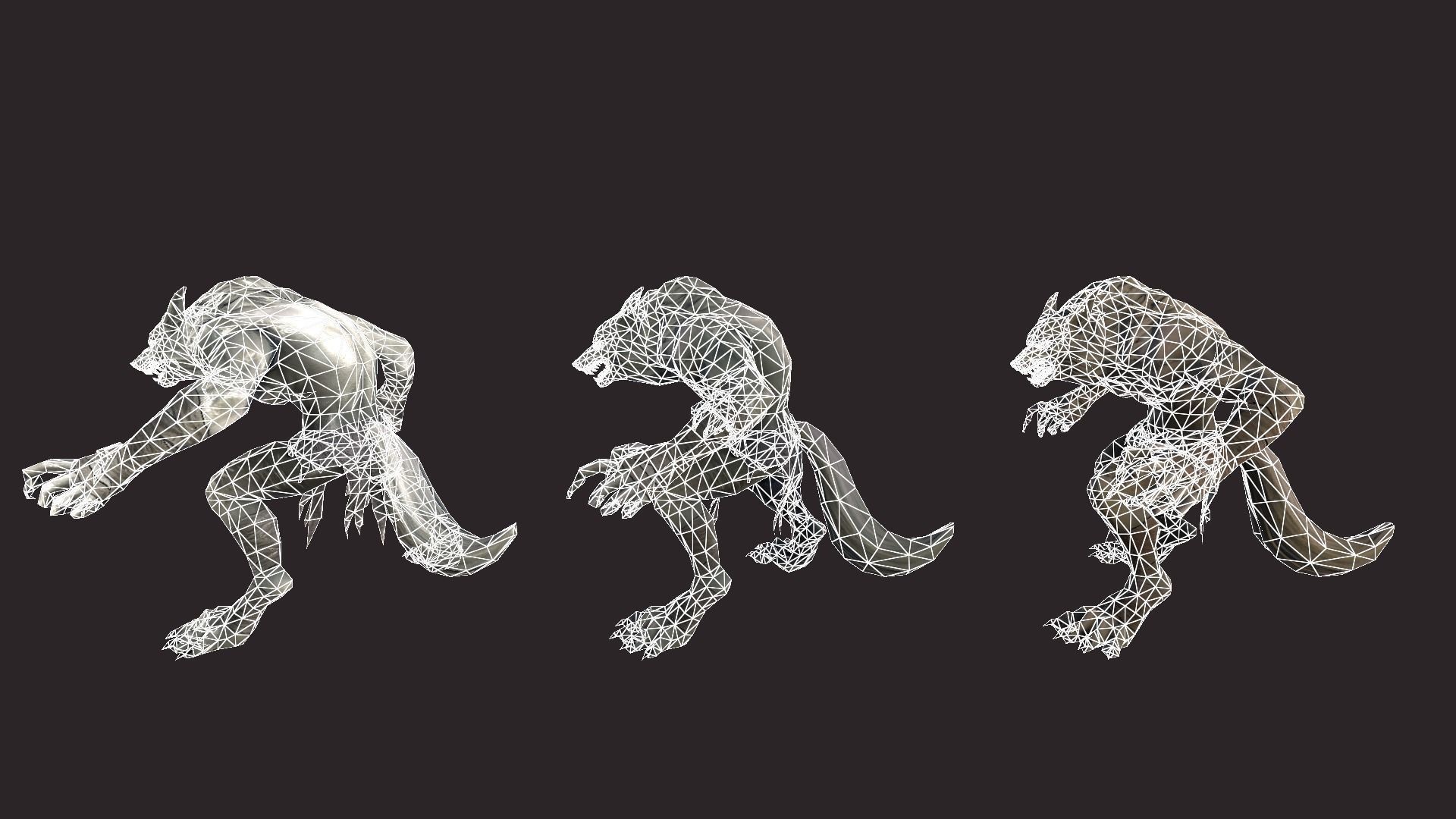 Werewolfs creature with claws and teeth Low-poly 3D model_14