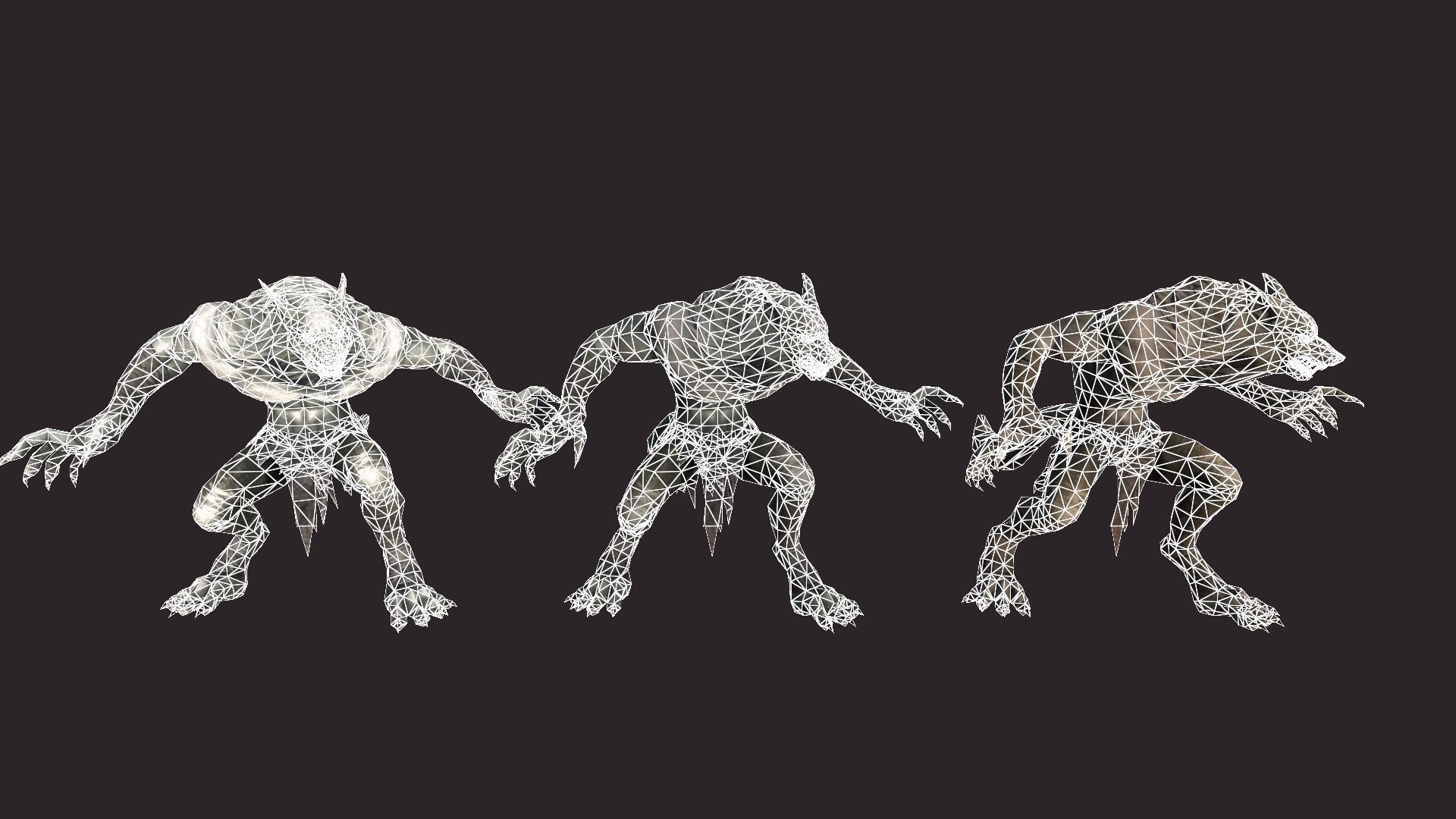 Werewolfs creature with claws and teeth Low-poly 3D model_20