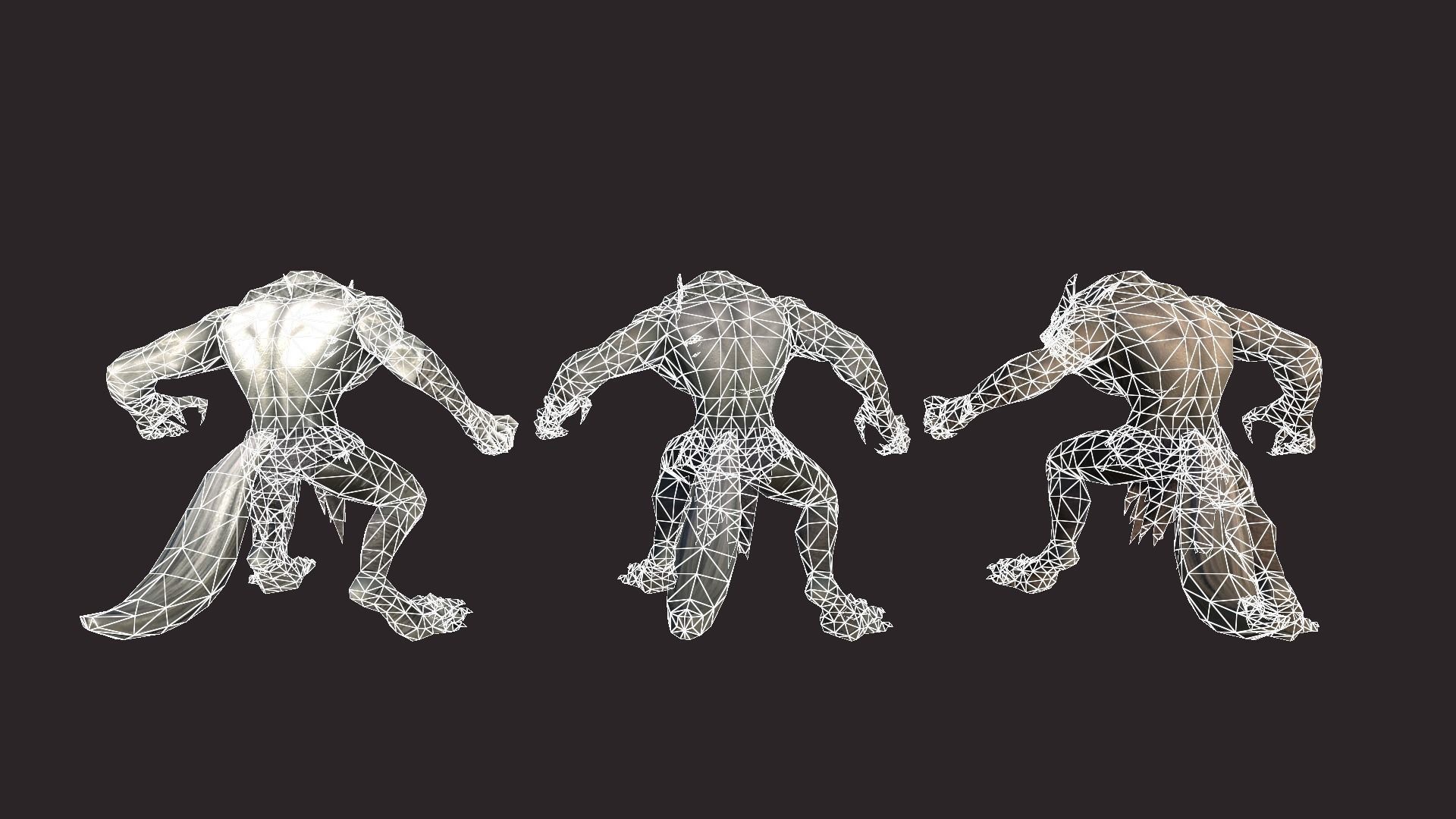 Werewolfs creature with claws and teeth Low-poly 3D model_16