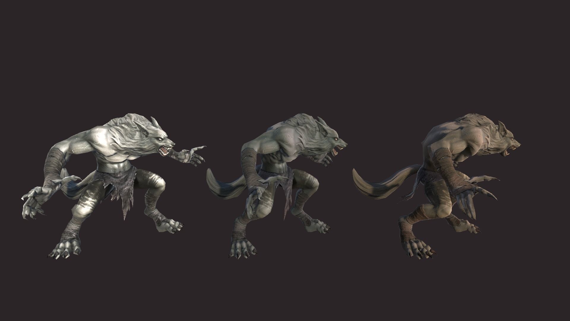 Werewolfs creature with claws and teeth Low-poly 3D model_10