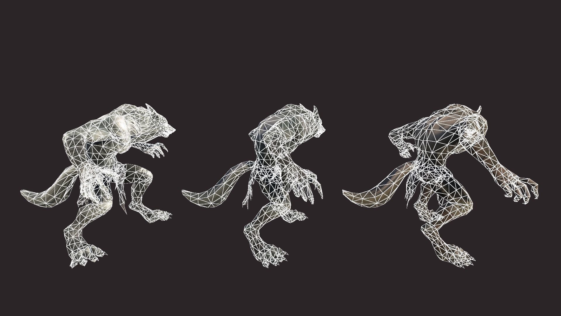 Werewolfs creature with claws and teeth Low-poly 3D model_18