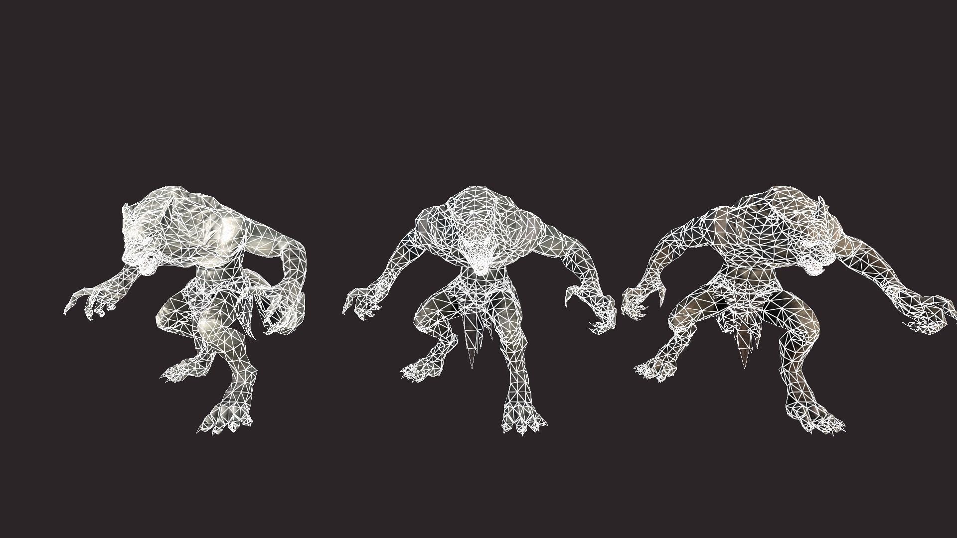 Werewolfs creature with claws and teeth Low-poly 3D model_12