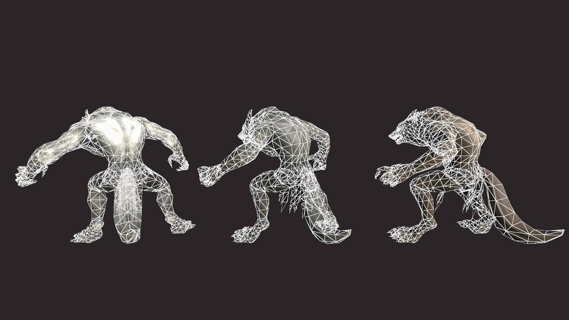 Werewolfs creature with claws and teeth Low-poly 3D model_15