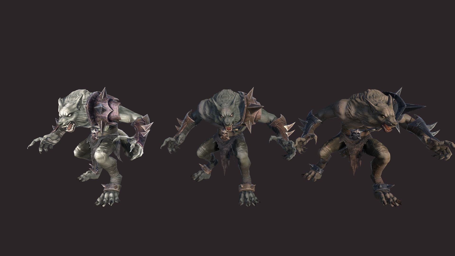 Werewolfs Battle Low-poly 3D model_3