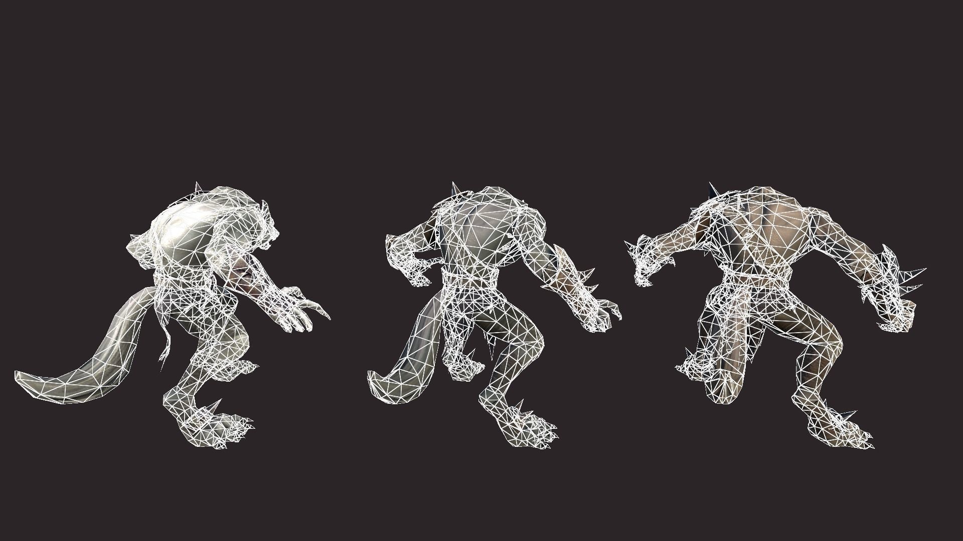 Werewolfs Battle Low-poly 3D model_17