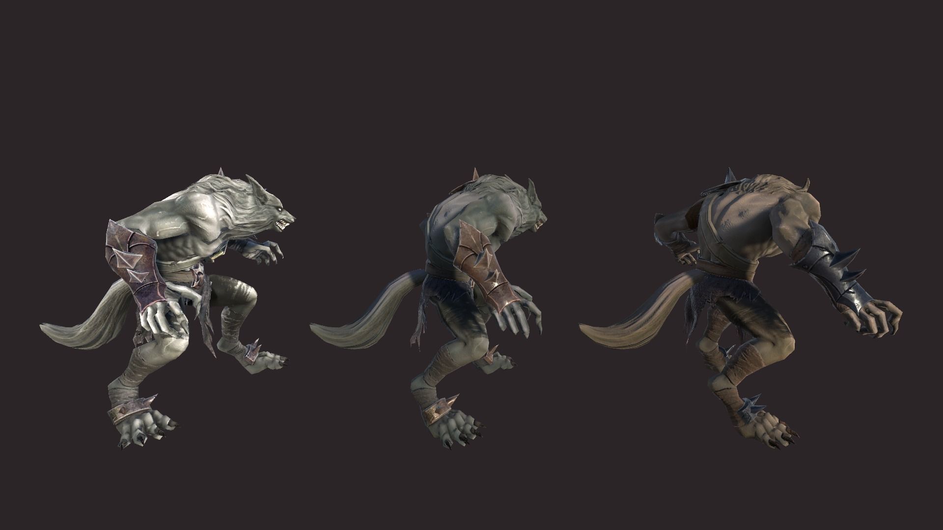 Werewolfs Battle Low-poly 3D model_9