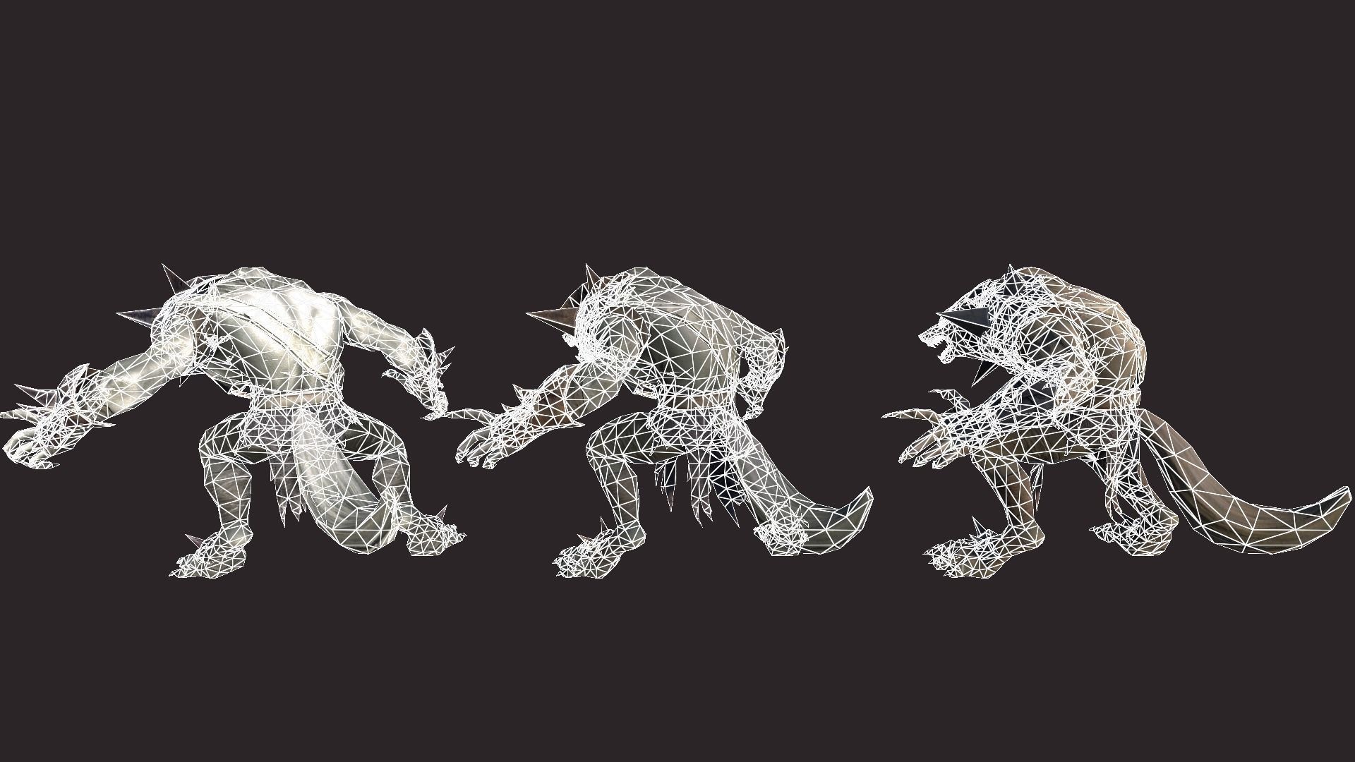 Werewolfs Battle Low-poly 3D model_15