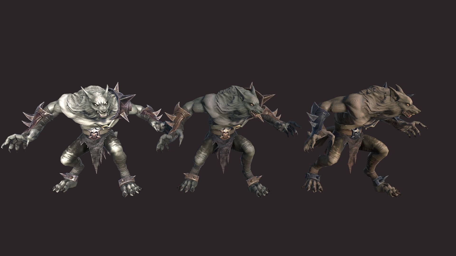 Werewolfs Battle Low-poly 3D model_11
