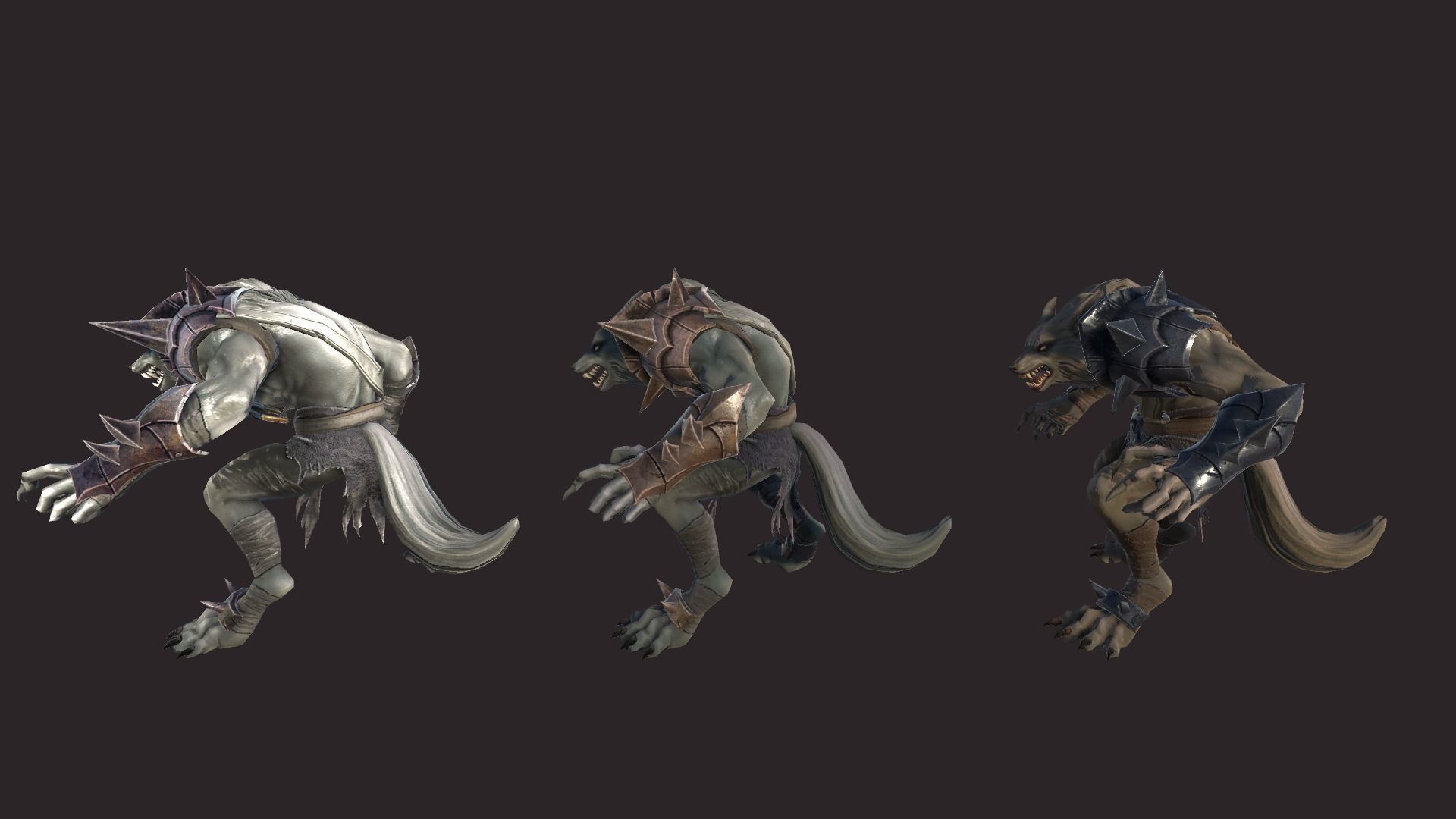 Werewolfs Battle Low-poly 3D model_5