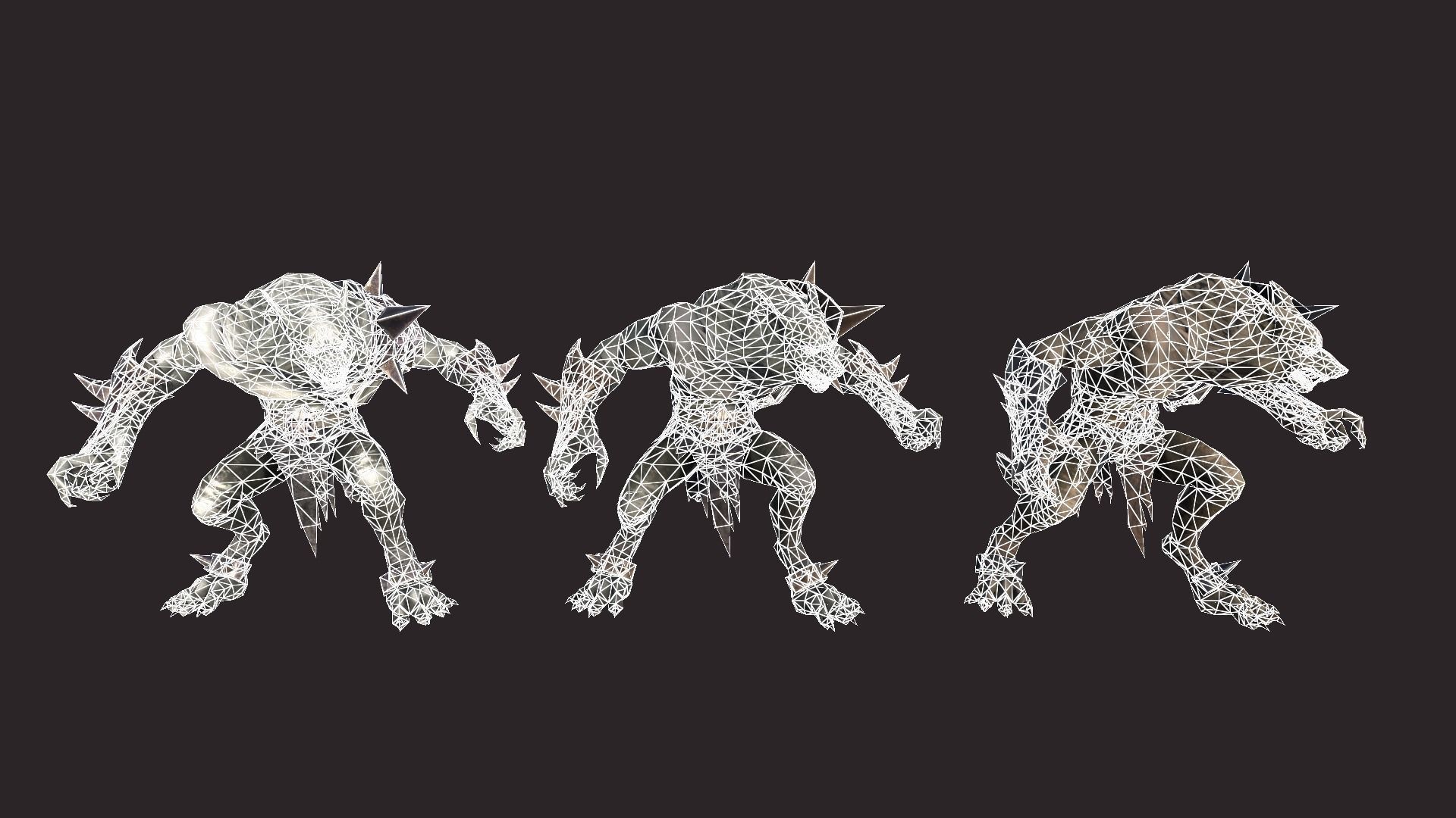 Werewolfs Battle Low-poly 3D model_20