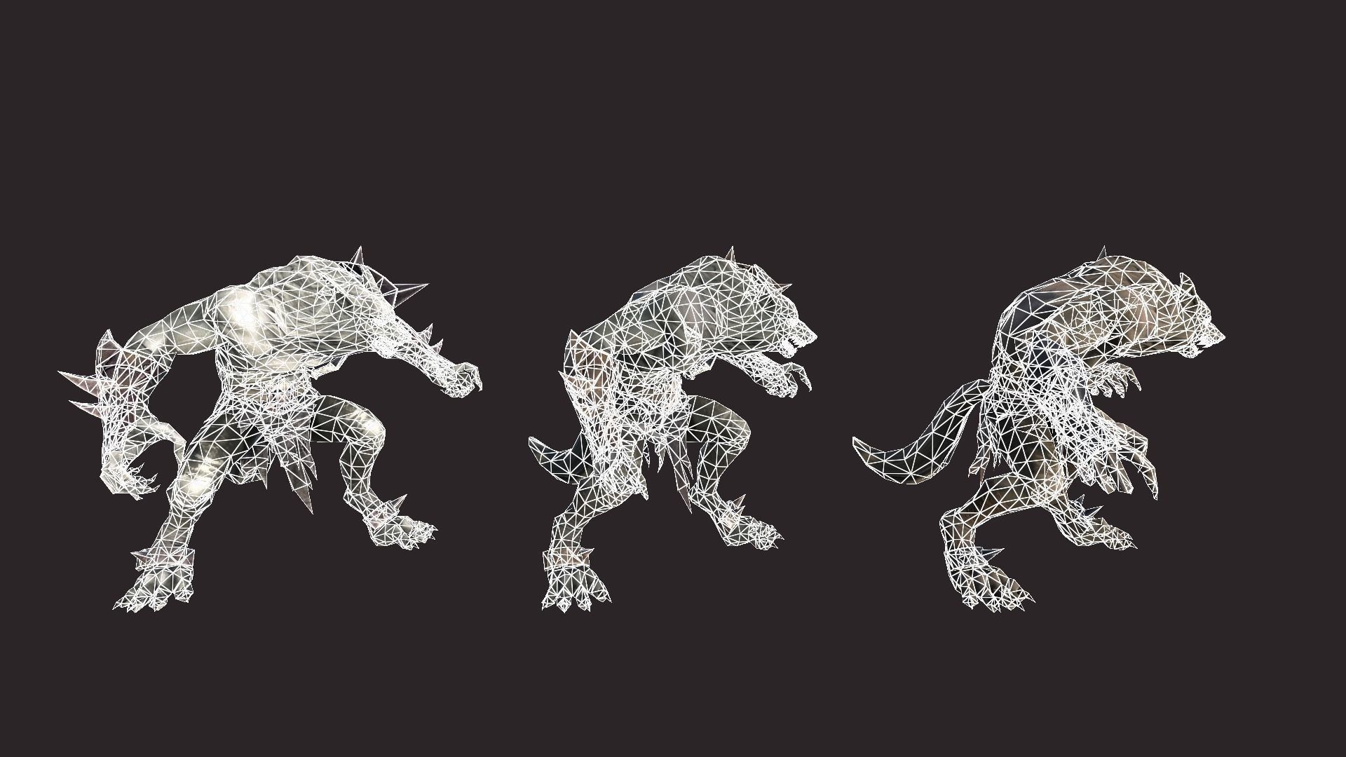 Werewolfs Battle Low-poly 3D model_19
