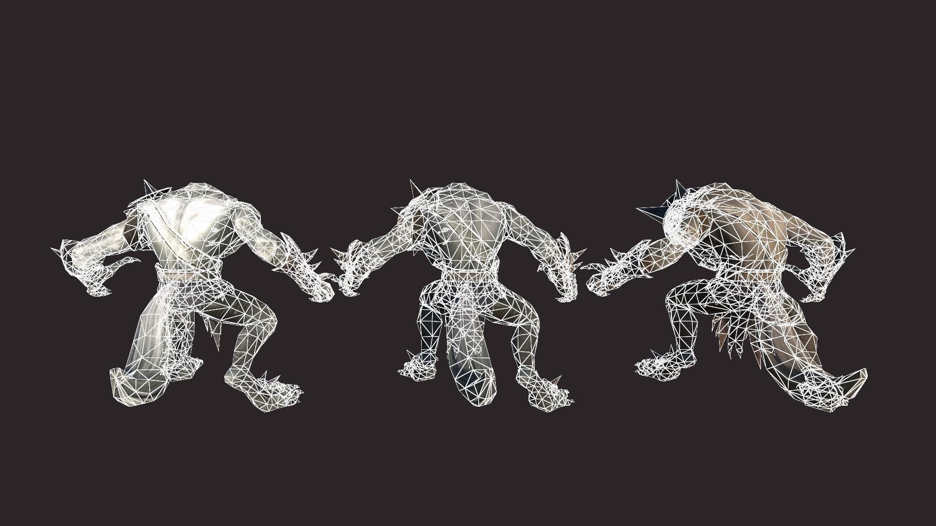 Werewolfs Battle Low-poly 3D model_16