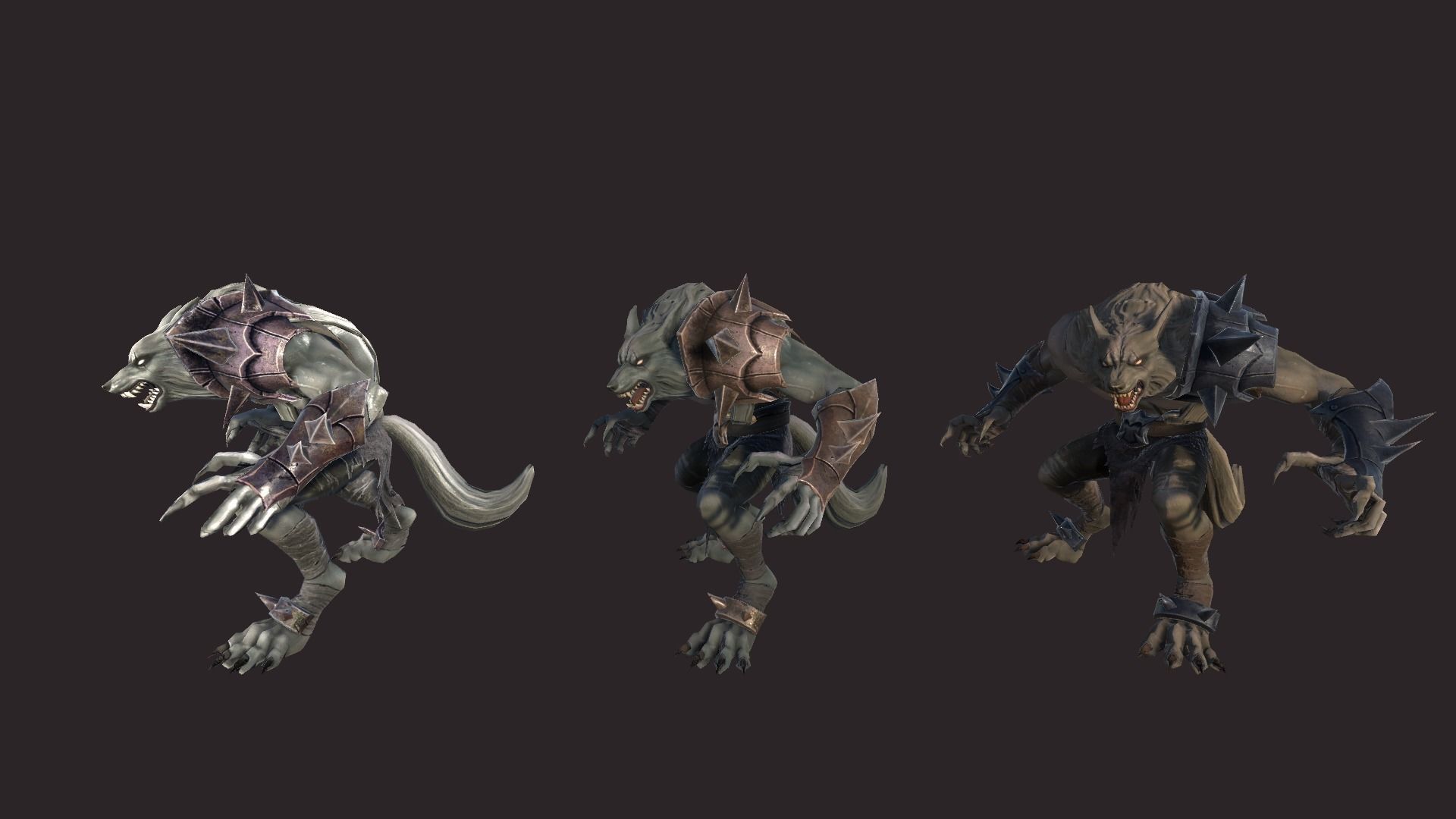 Werewolfs Battle Low-poly 3D model_4