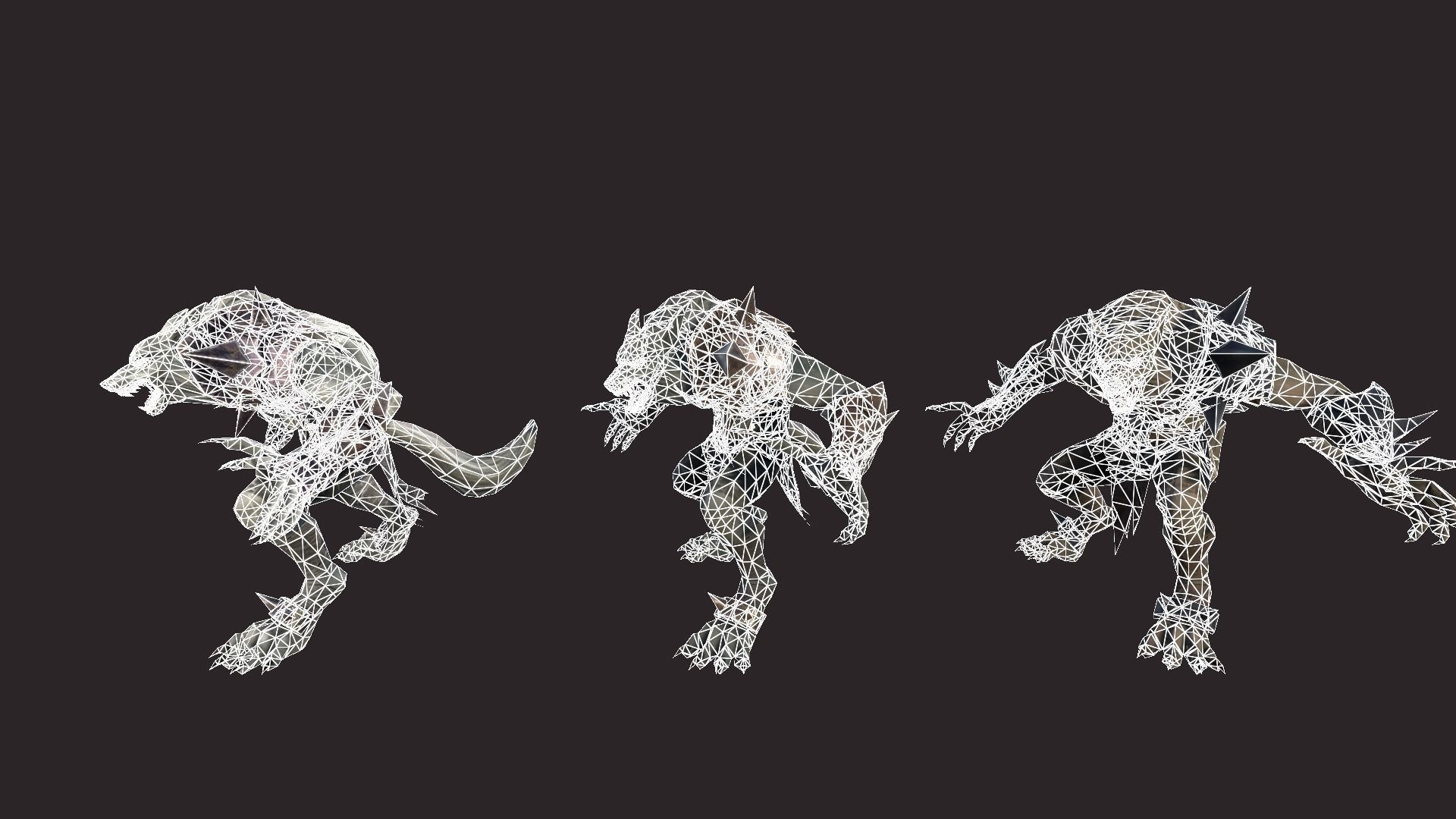 Werewolfs Battle Low-poly 3D model_13