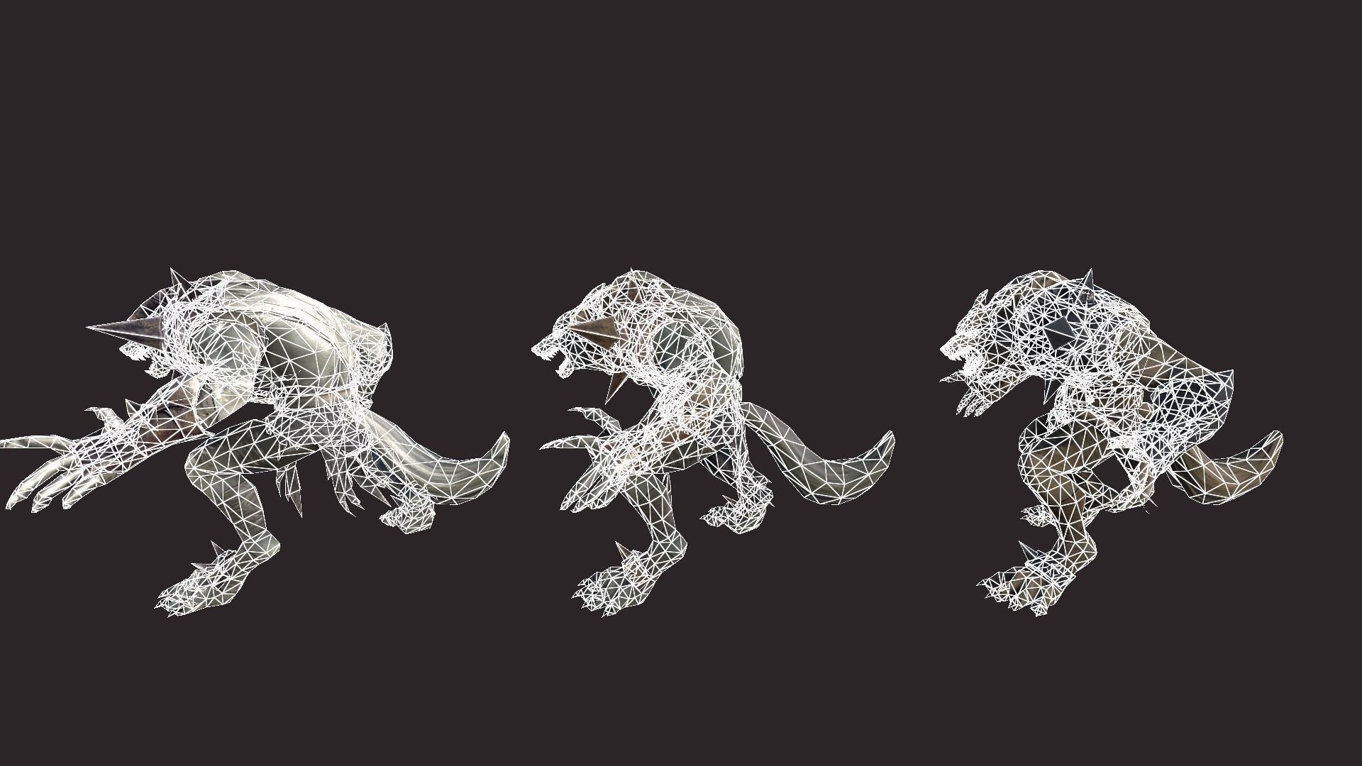 Werewolfs Battle Low-poly 3D model_14