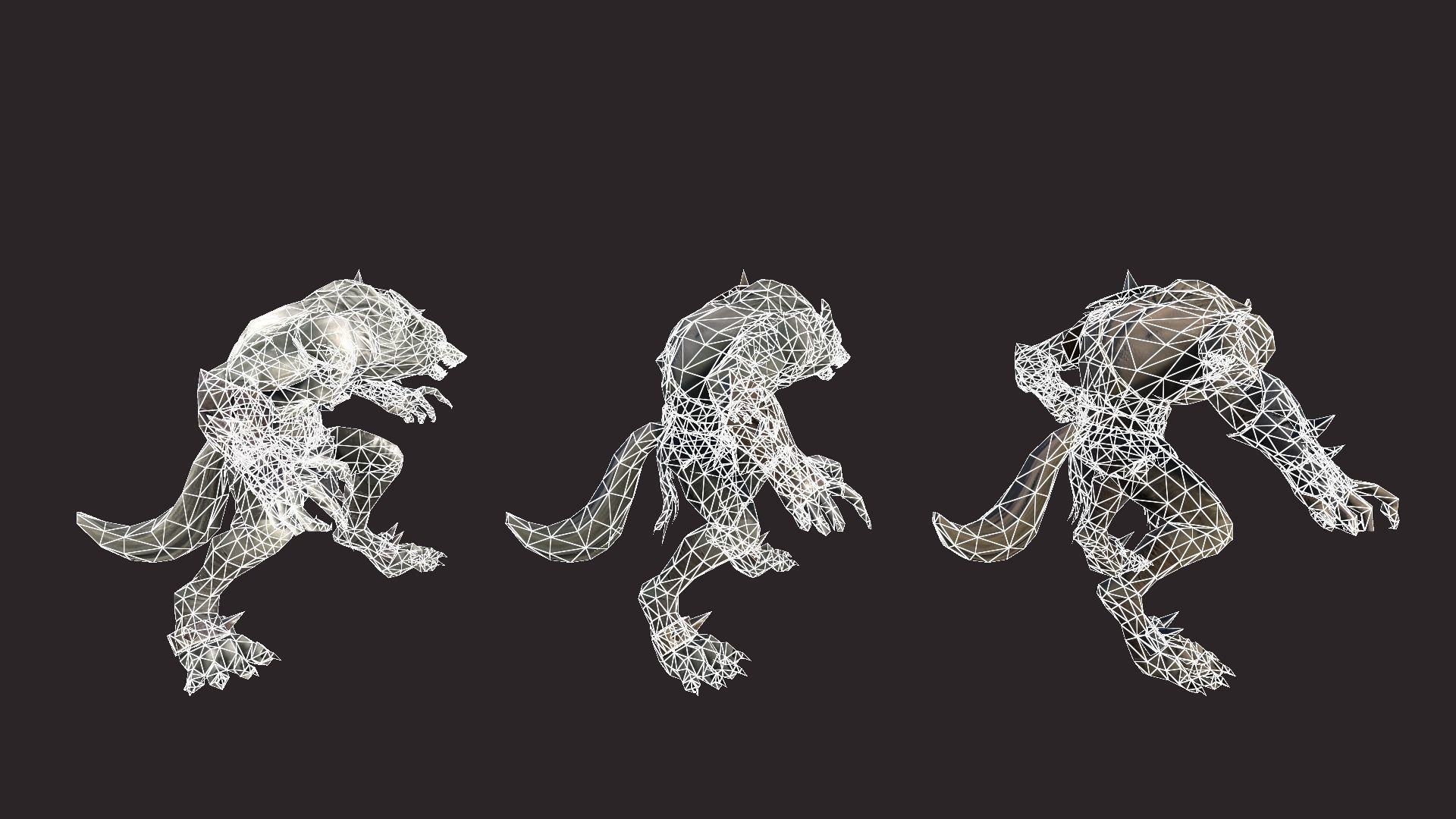 Werewolfs Battle Low-poly 3D model_18