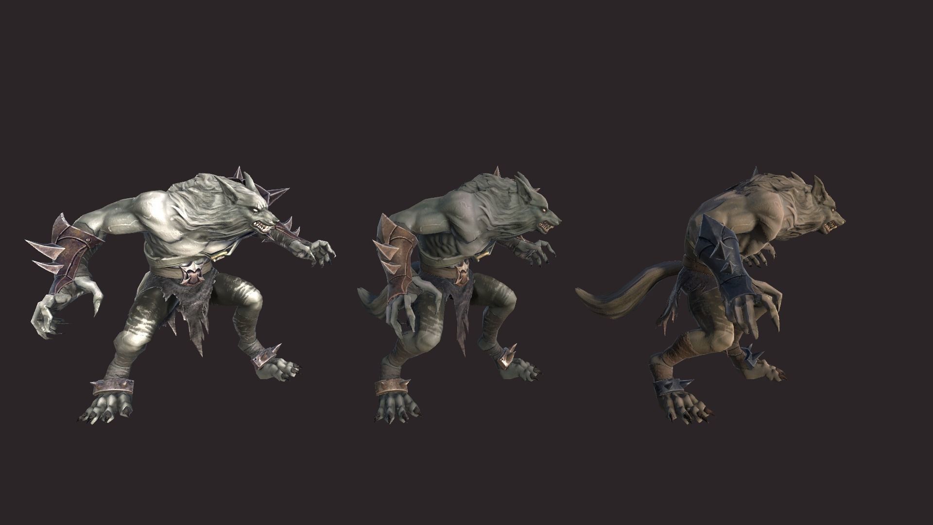 Werewolfs Battle Low-poly 3D model_10