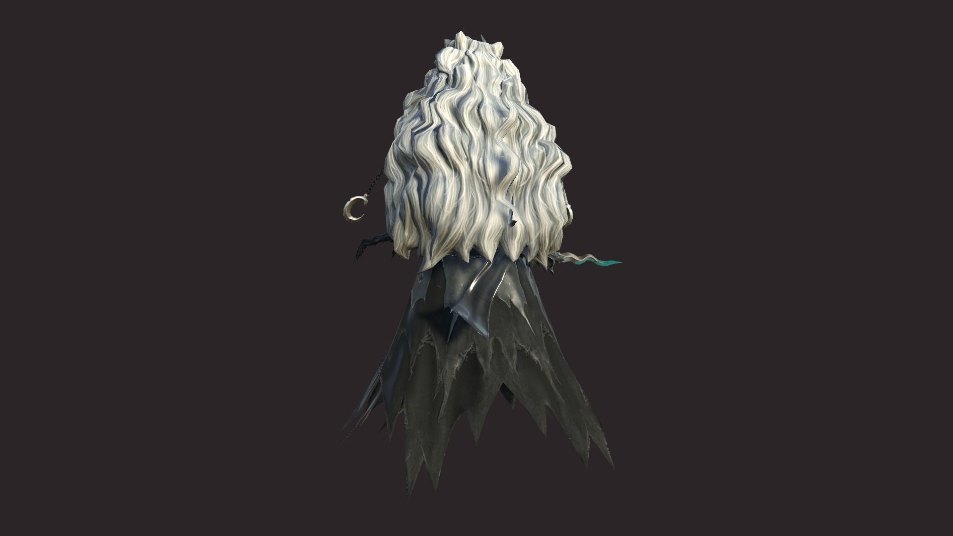 Witch haired Low-poly 3D model_5