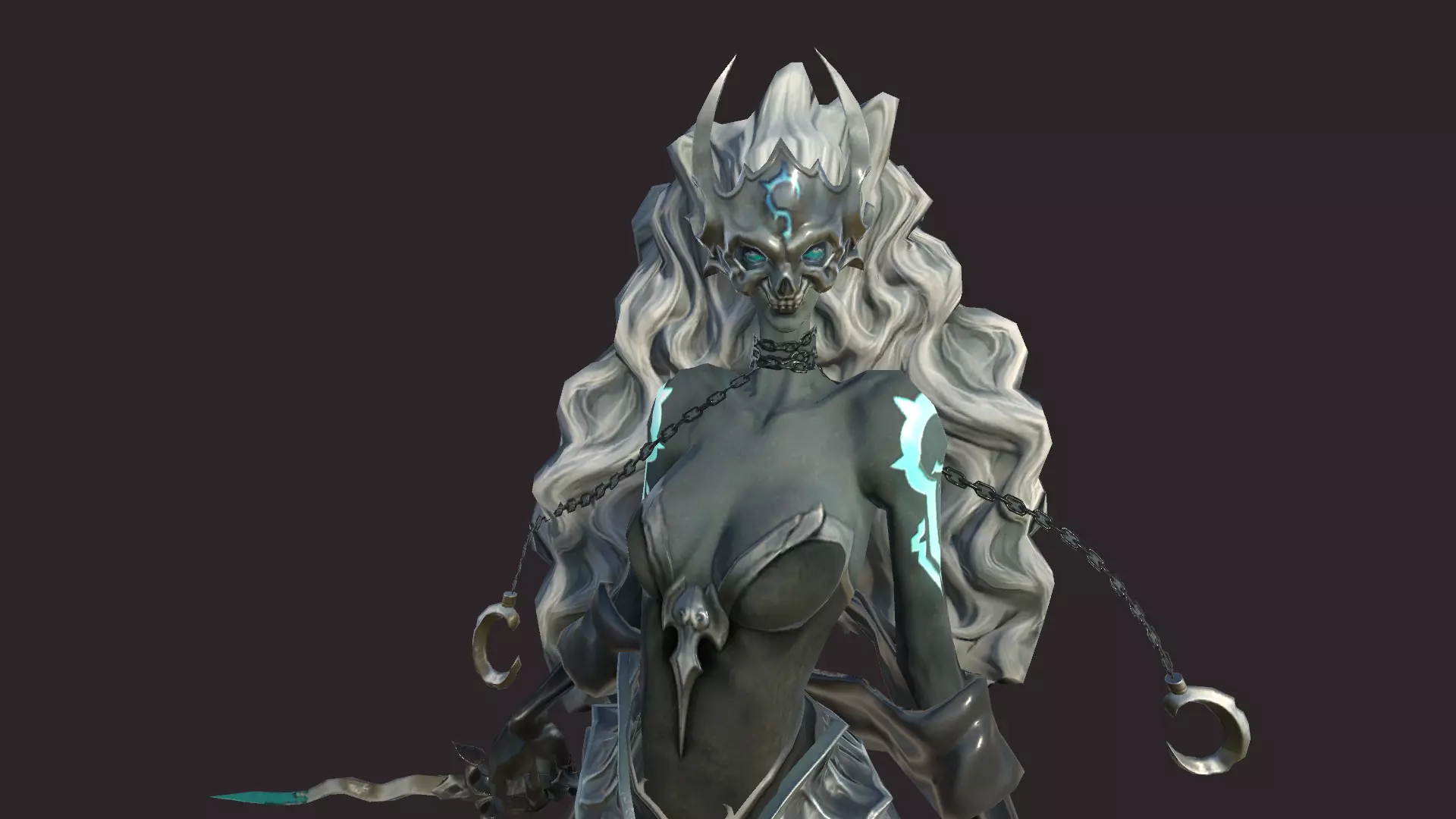 Witch haired Low-poly 3D model_0