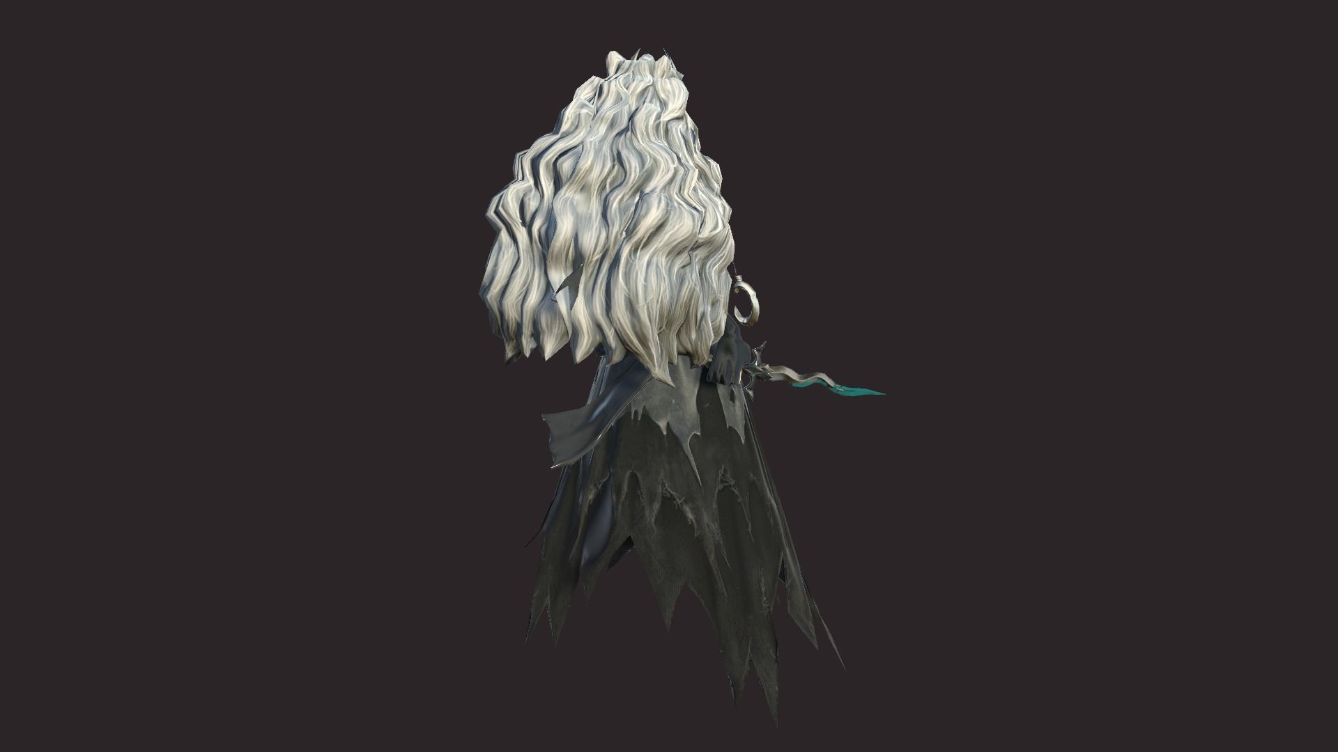 Witch haired Low-poly 3D model_6