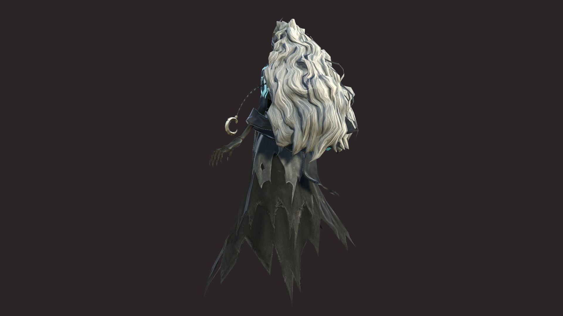 Witch haired Low-poly 3D model_4