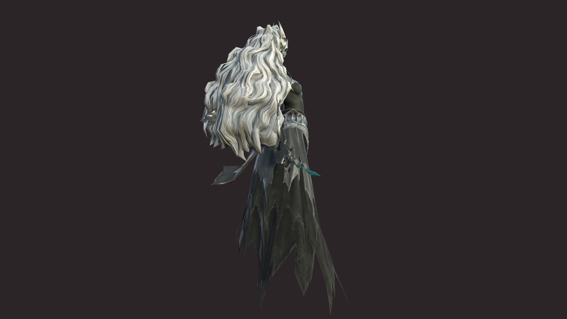 Witch haired Low-poly 3D model_7
