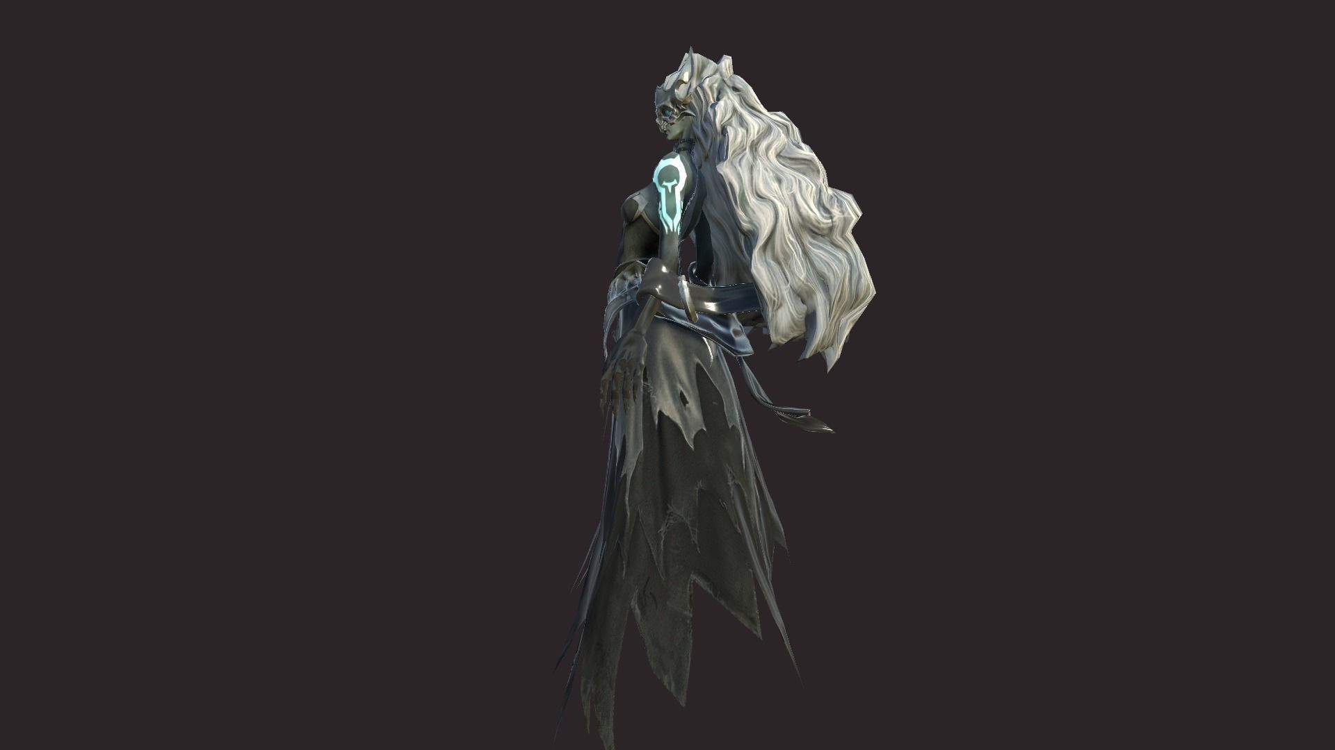 Witch haired Low-poly 3D model_3