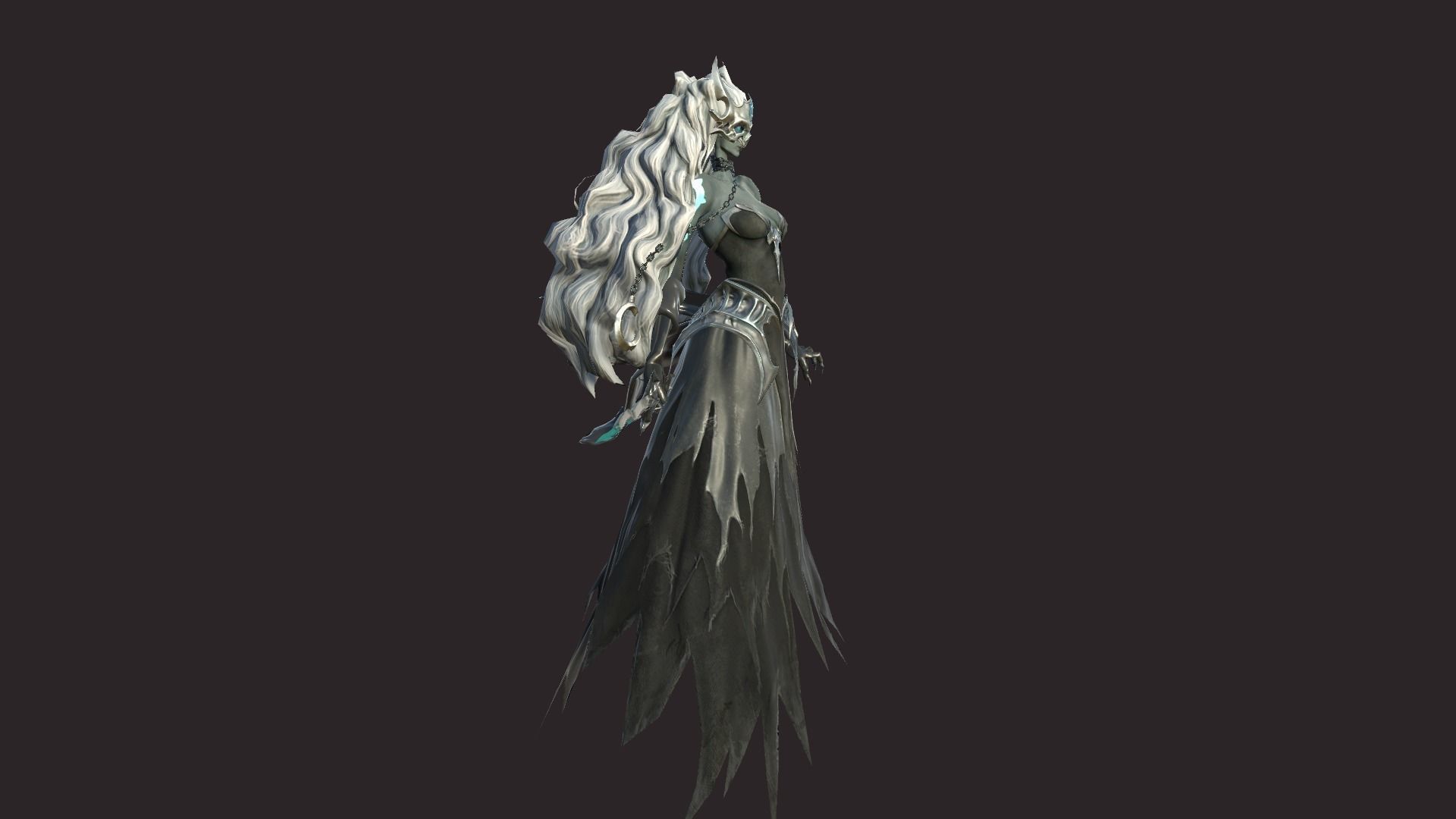 Witch haired Low-poly 3D model_8
