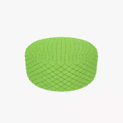 Round tufted ottoman green fabric 3D model