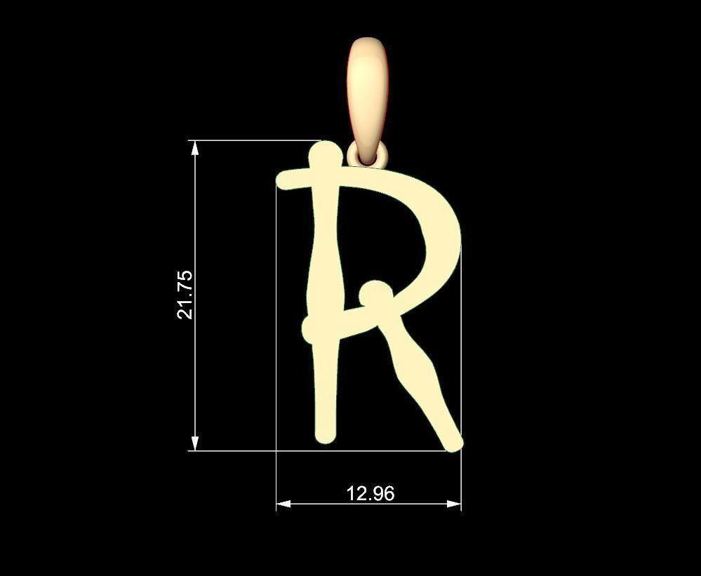 Initial Letters Pendant KanaKaiana R 3D print model_5