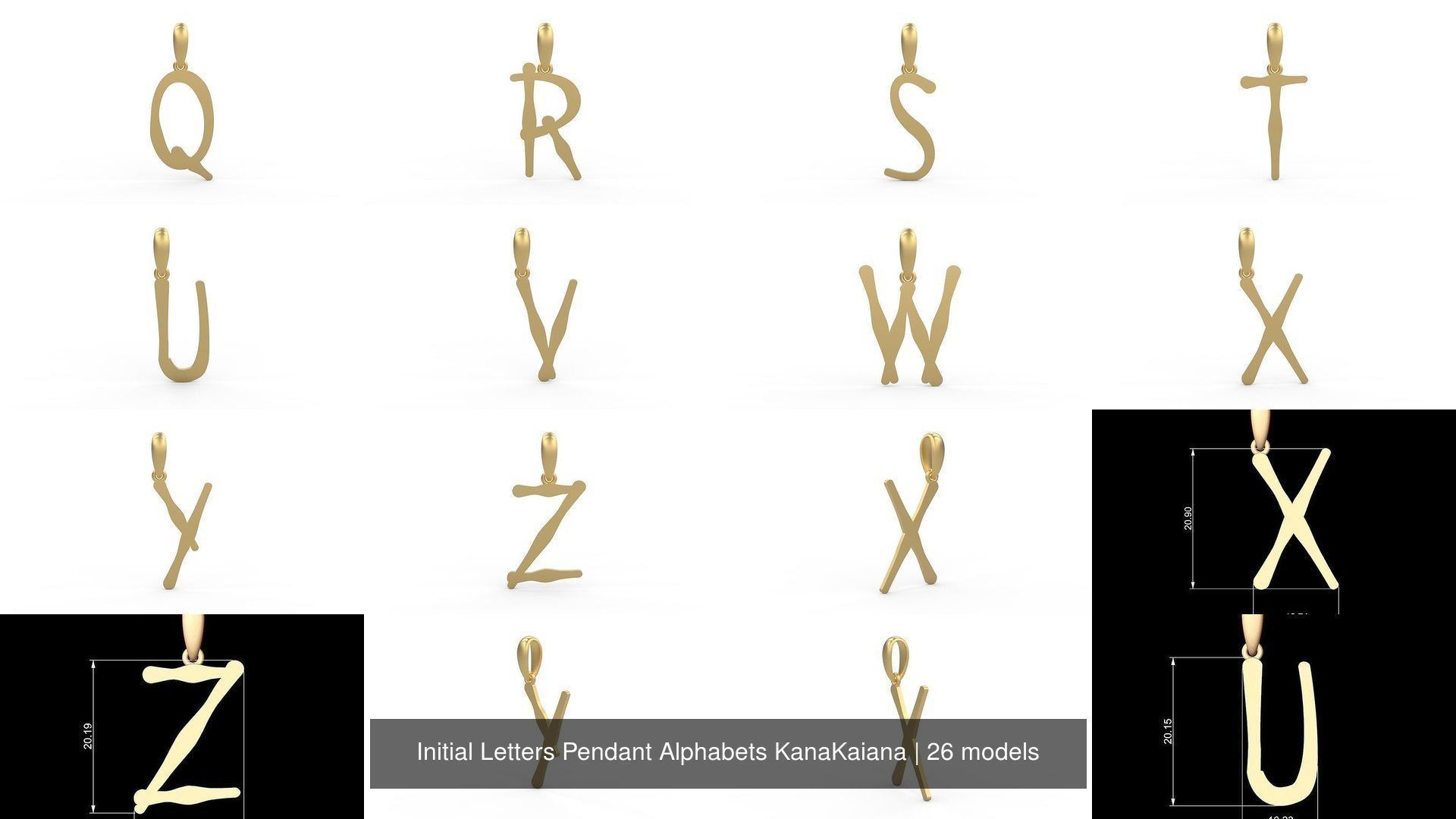 Initial Letters Pendant Alphabets KanaKaiana 3D Model Collection_2