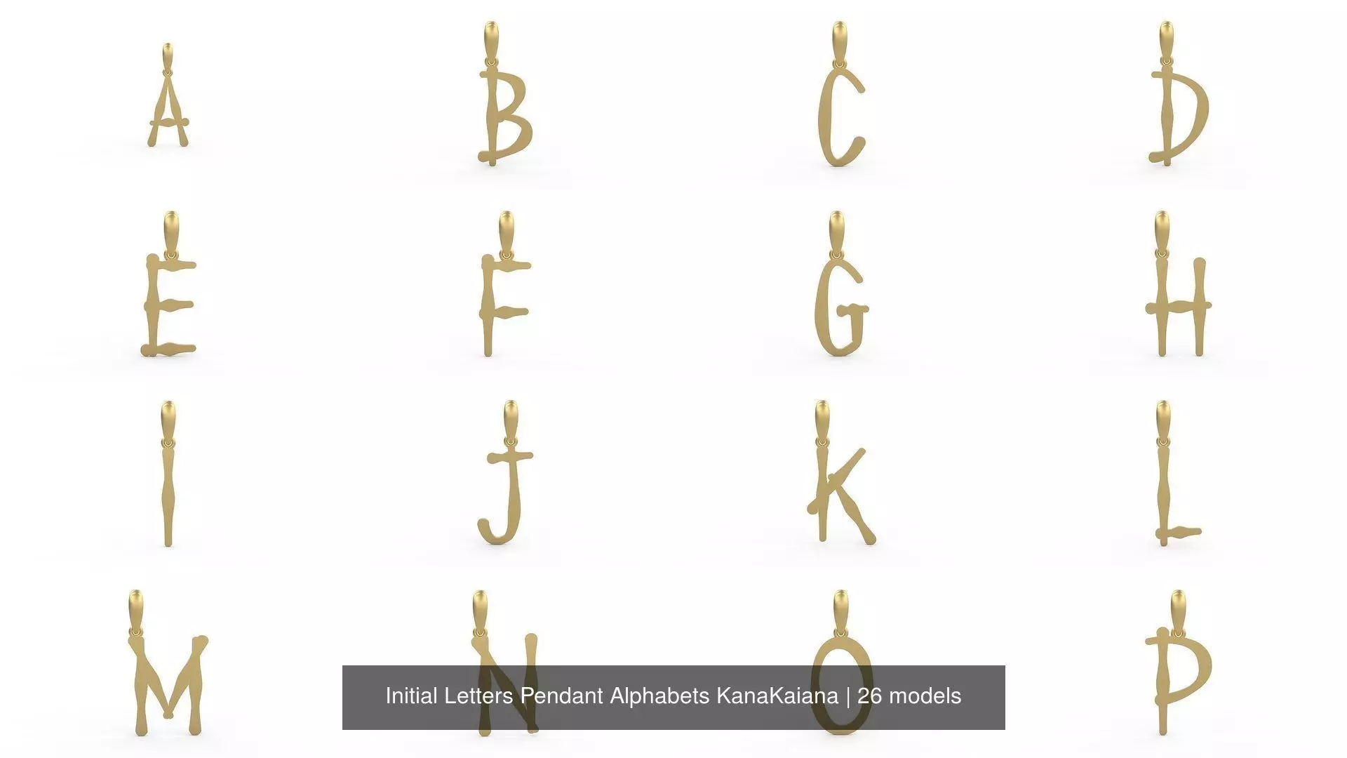 Initial Letters Pendant Alphabets KanaKaiana 3D Model Collection_0