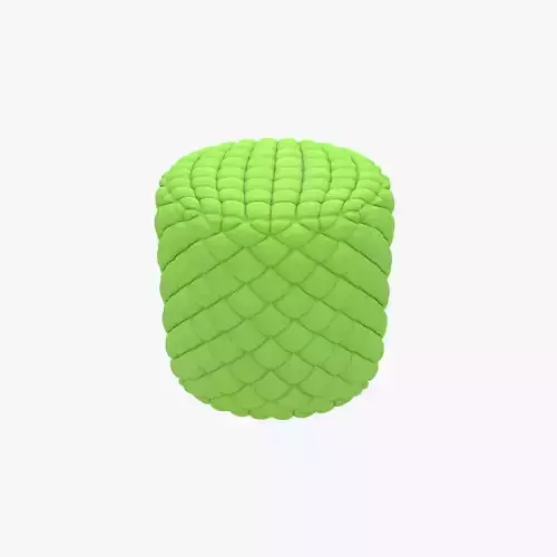 Round tufted ottoman green fabric 3D model