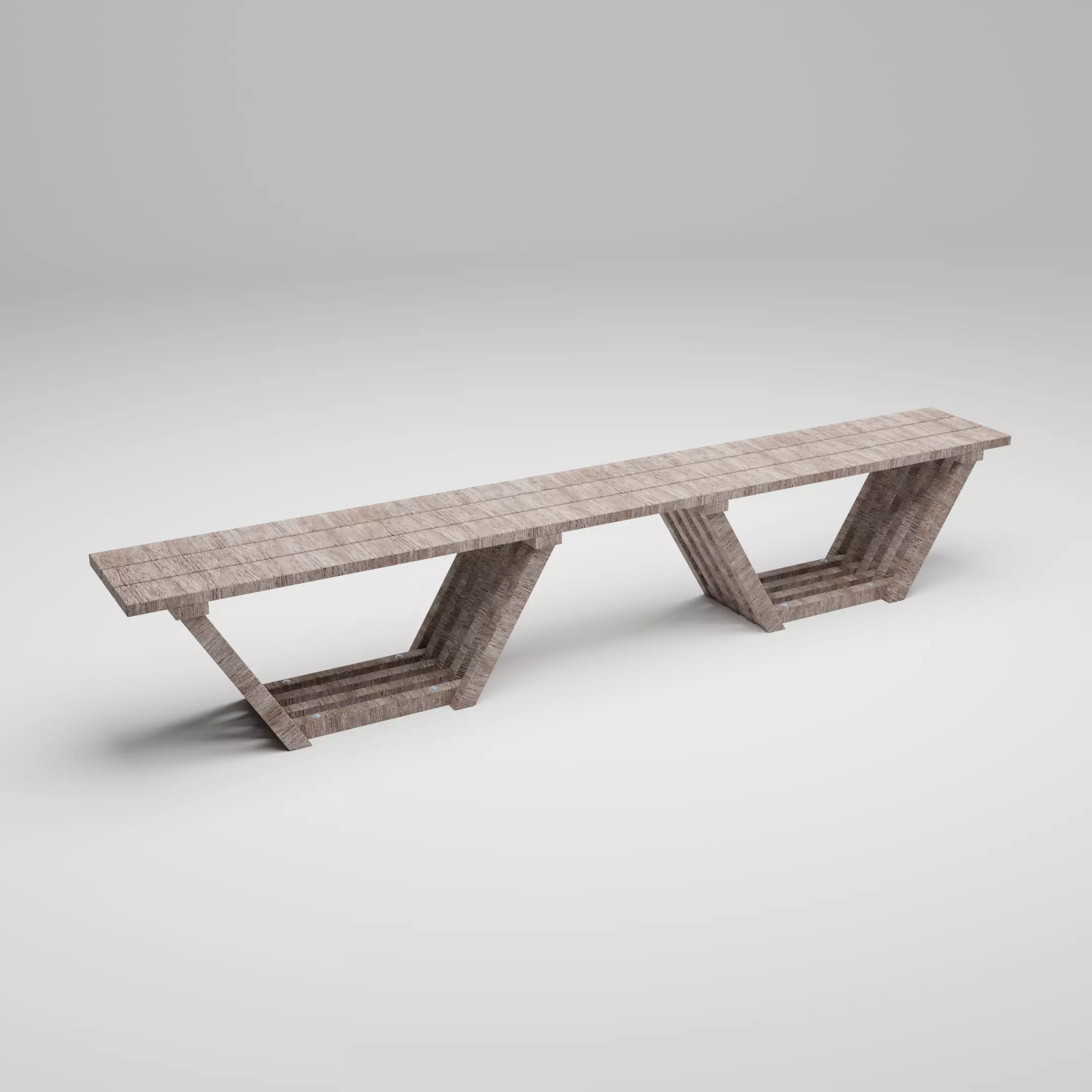 Modern Wooden Bench Free 3D model