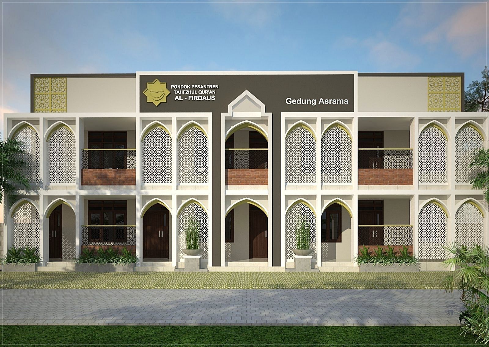 dormitory building Low-poly 3D model_3