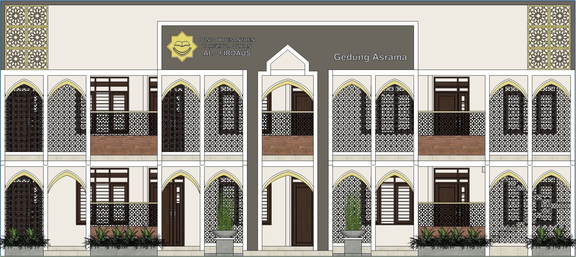 dormitory building Low-poly 3D model_1