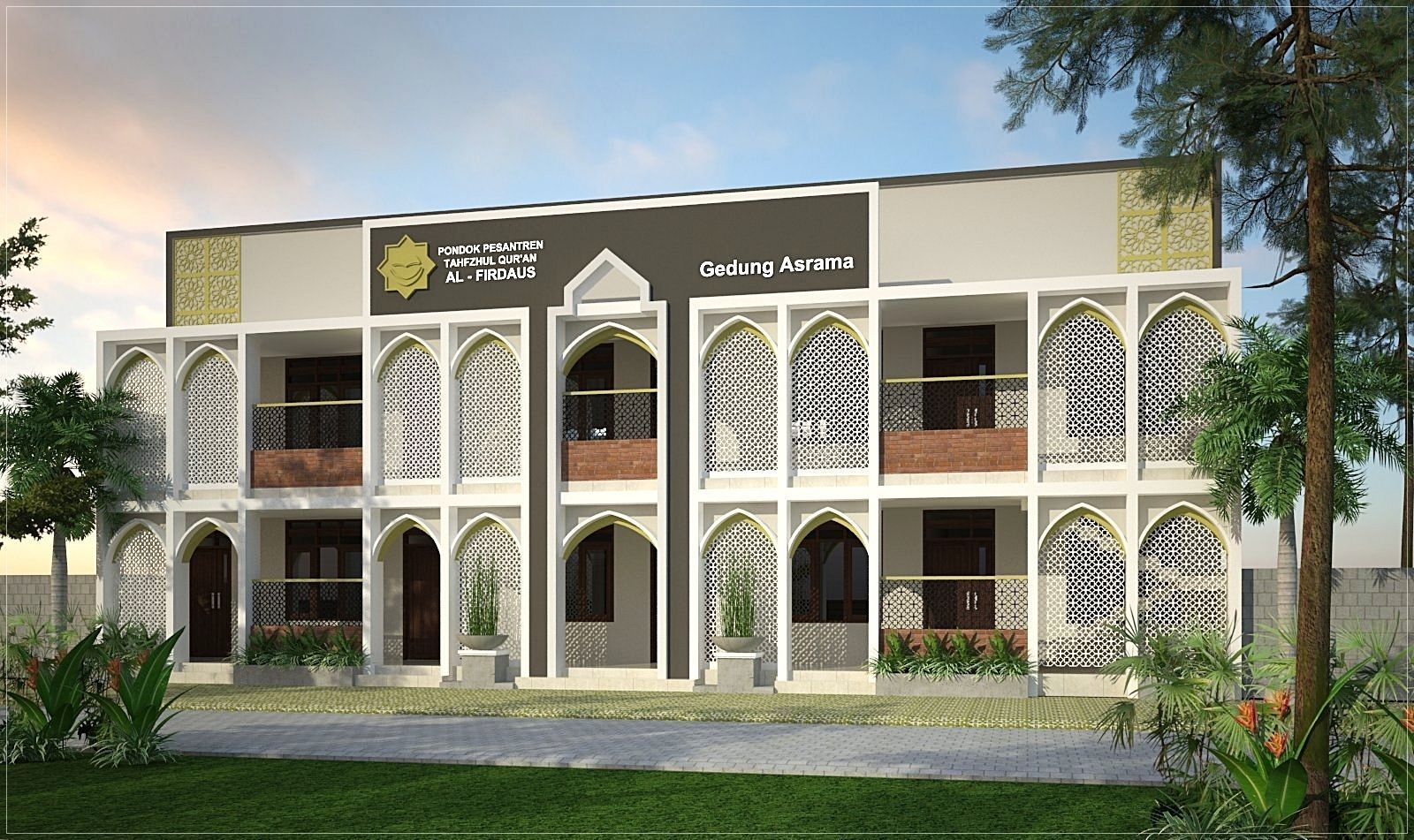 dormitory building Low-poly 3D model_4