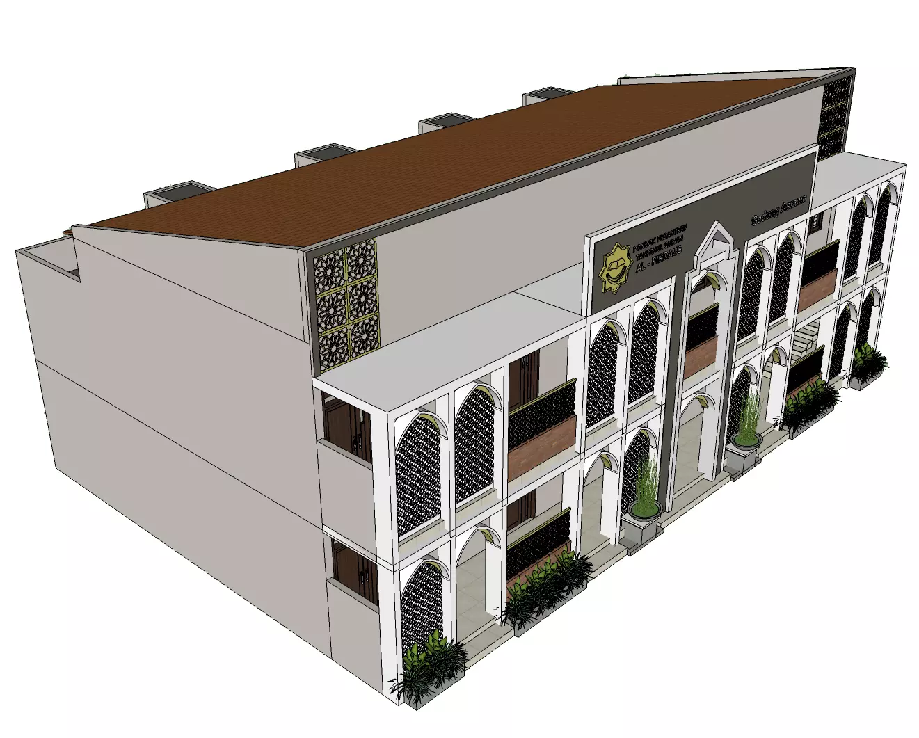 dormitory building Low-poly 3D model_0